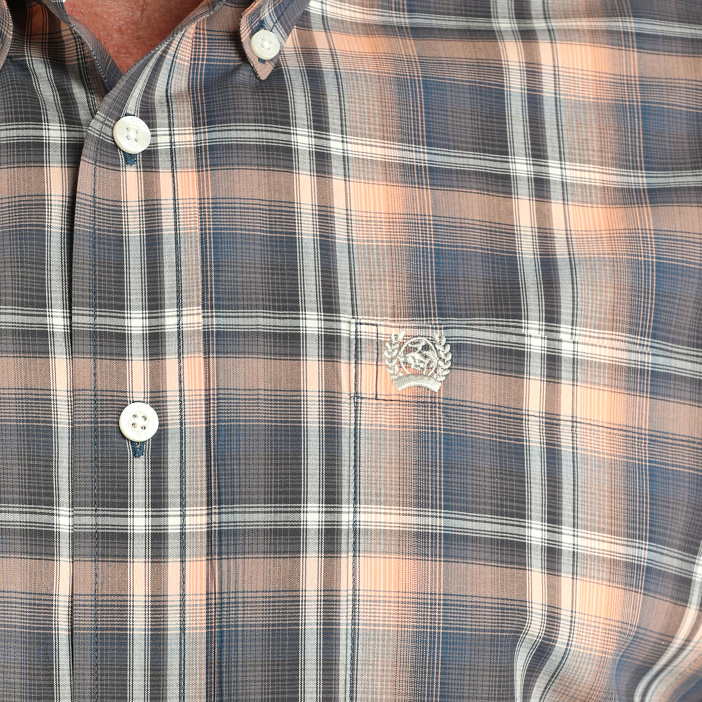 Cinch Men's Orange & Gray Plaid Western Shirt - Image 1