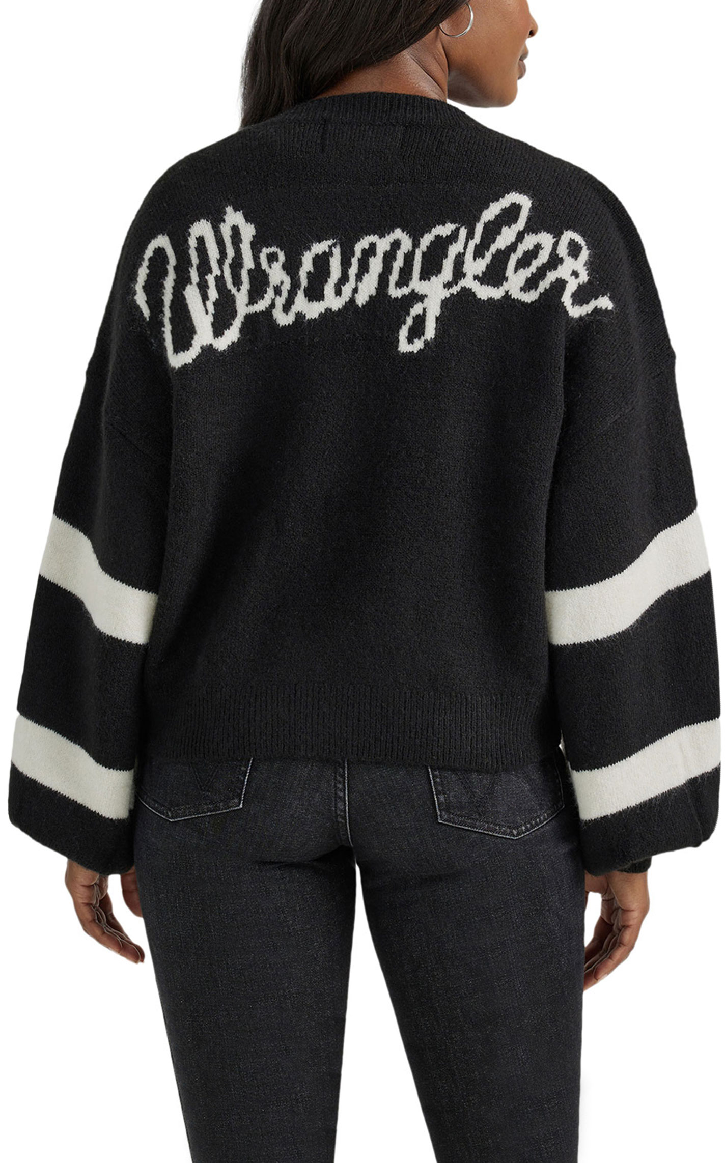 Wrangler Women's Black & White Retro Logo Embroidered Cardigan  - Image 1
