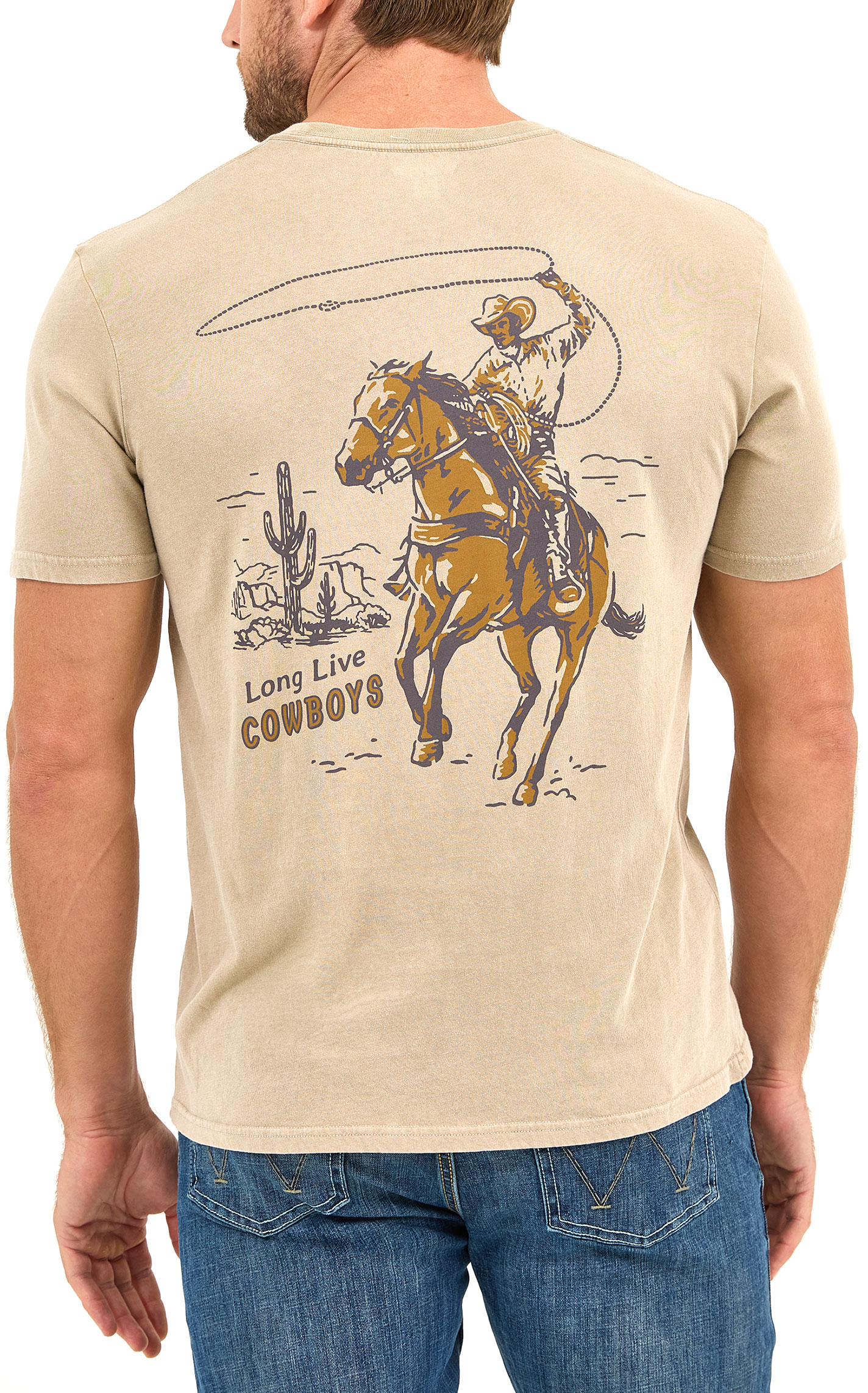 Wrangler Men’s Khaki “Long Live Cowboys” Graphic T-Shirt  - Image 1