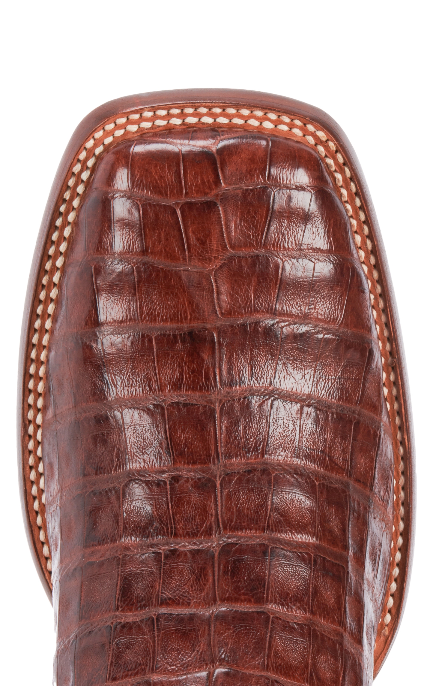 JRC & Sons Men's Drew Caiman Belly Wide Square Toe Exotic Cowboy Boot in Brandy - Image 1