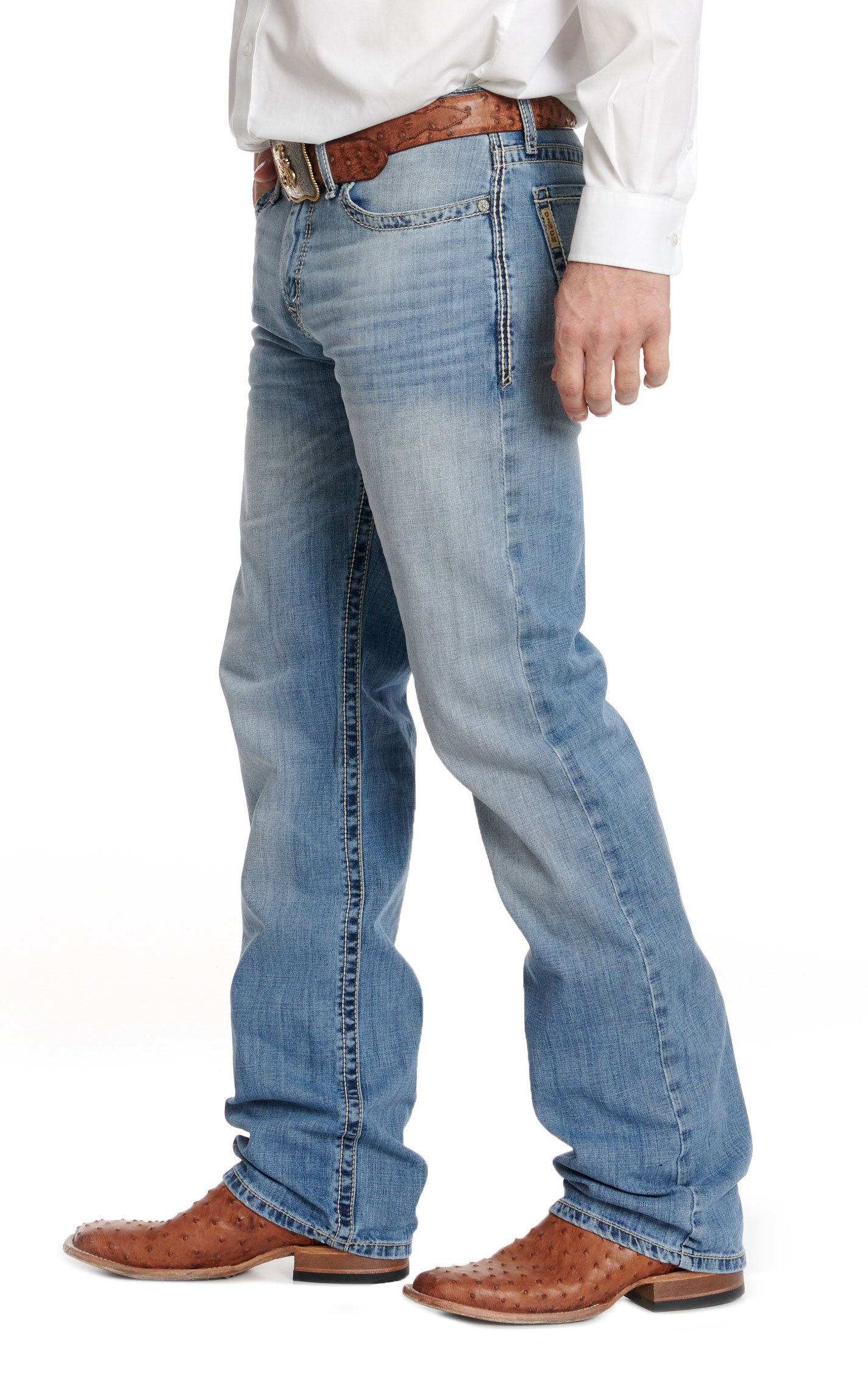 Cinch Men's Grant Light Stone Wash Mid Rise Relaxed Fit Bootcut Jeans - Image 1