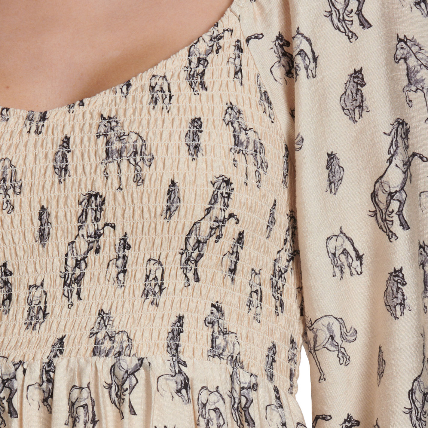 Blue B Women's Cream & Navy Horse Print Dress - Image 1