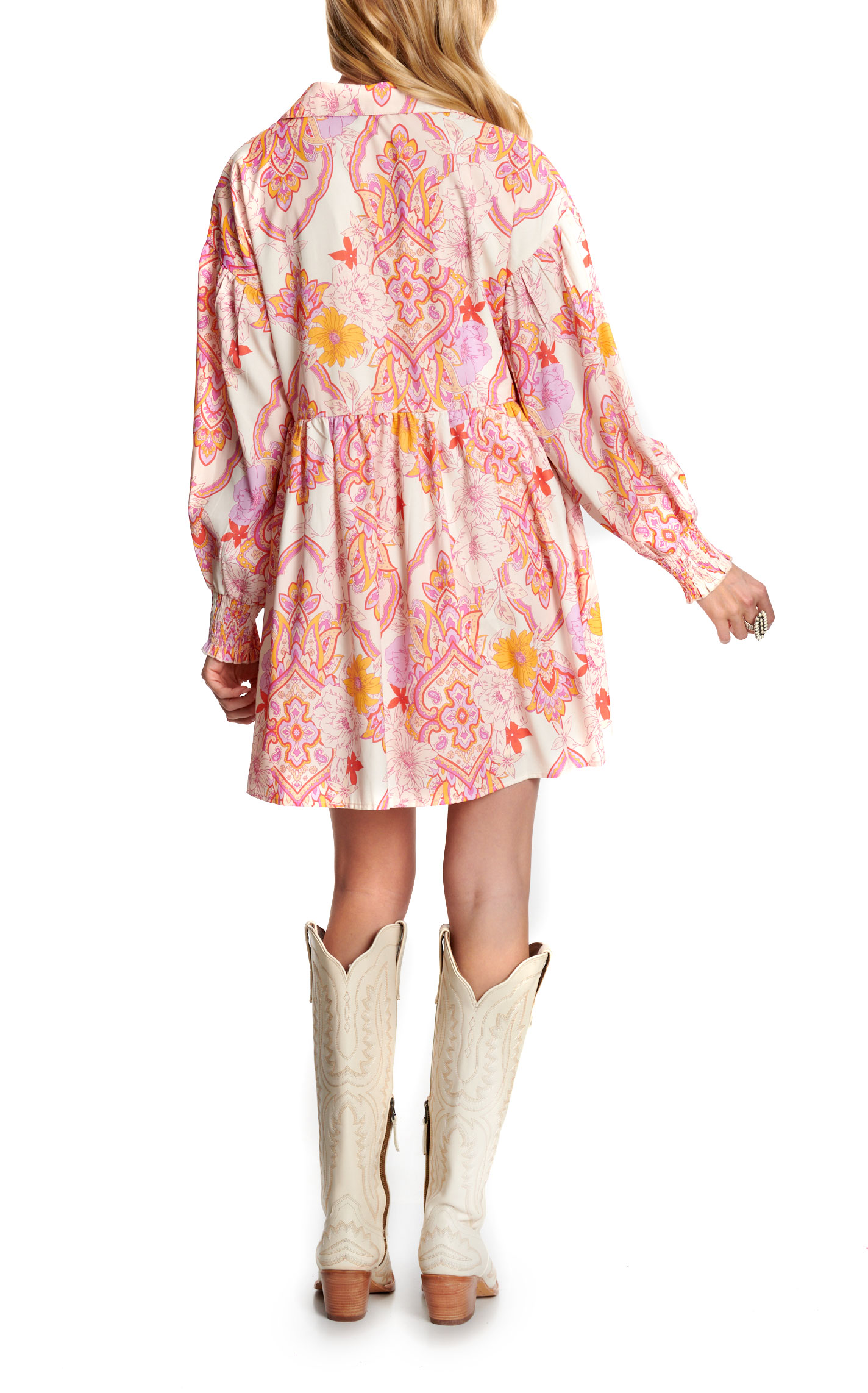 TCEC Women's Latte & Lavender Retro Print Dress - Image 1