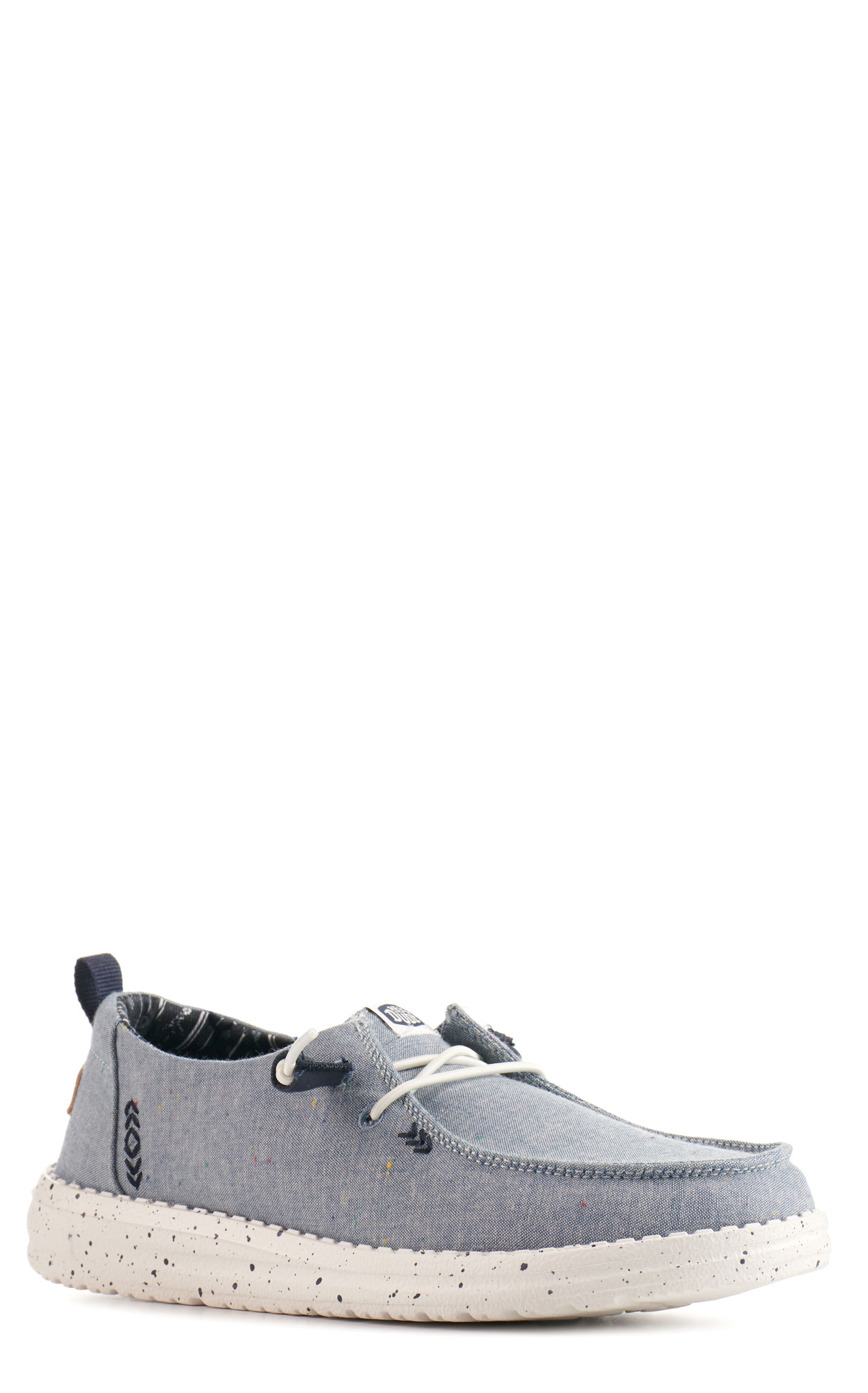 Hey Dude Women's Wendy Chambray Light Blue Moc Toe Lace Up Casual Shoes - Image 1