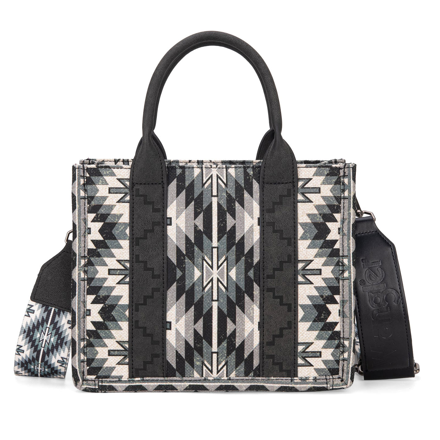 Wrangler Women's Black & Gray Aztec Print Crossbody Tote Bag - Image 1