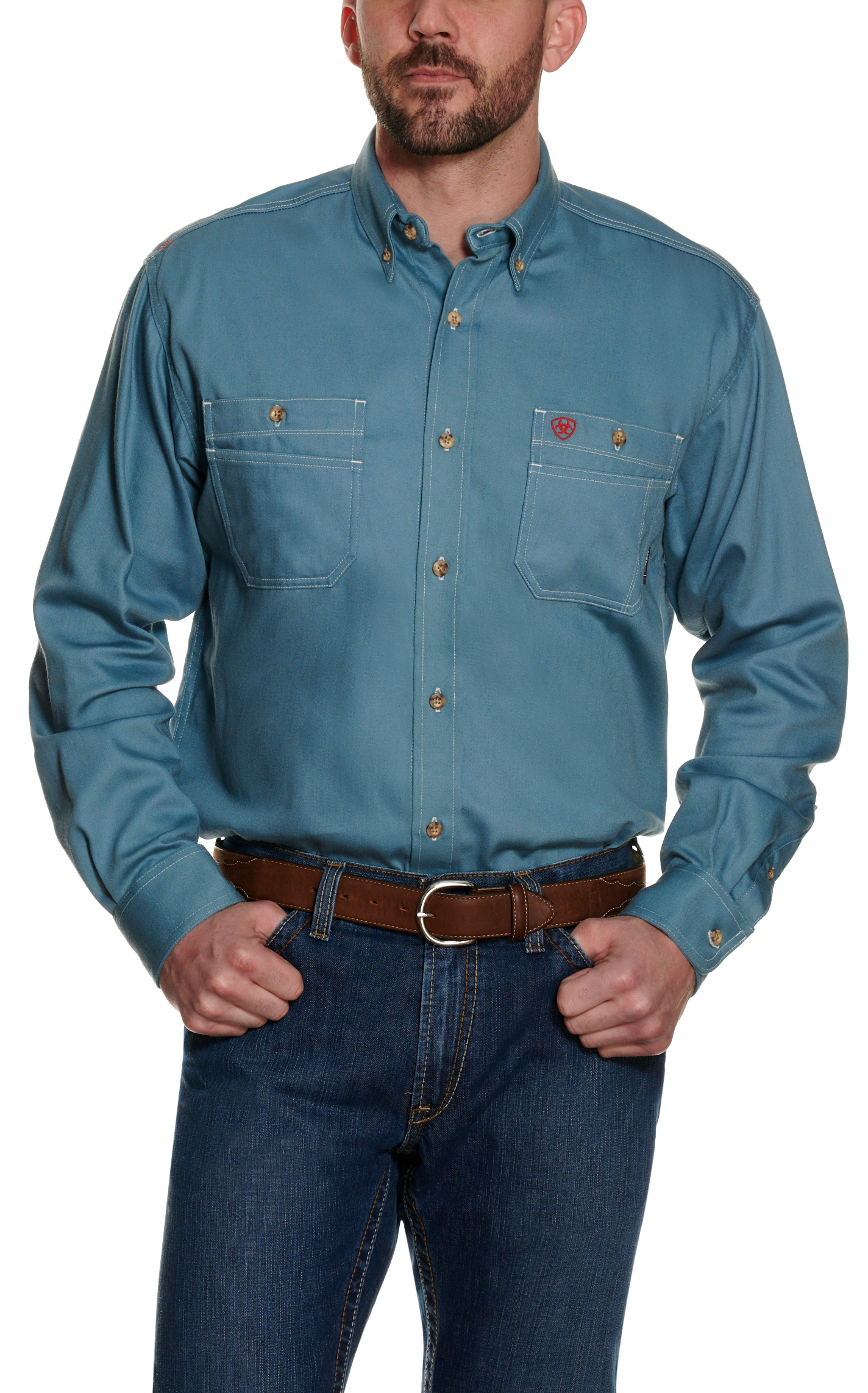 Ariat Men's Blue Long Sleeve FR Work Shirt - Image 1