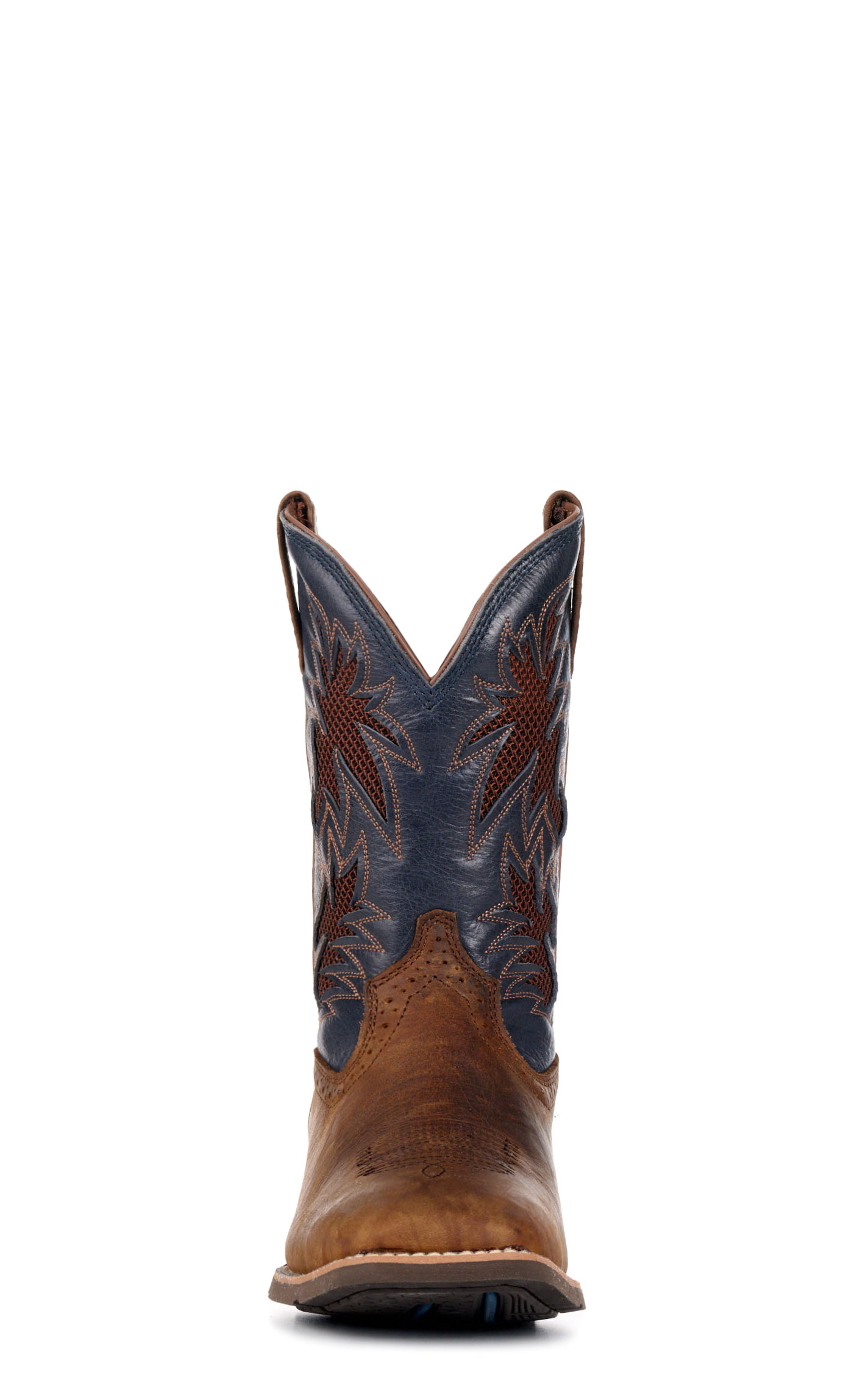 Ariat Men's Sport Cool VentTEK Bar Brown and Blue Wide Square Toe Cowboy Boot - Image 1