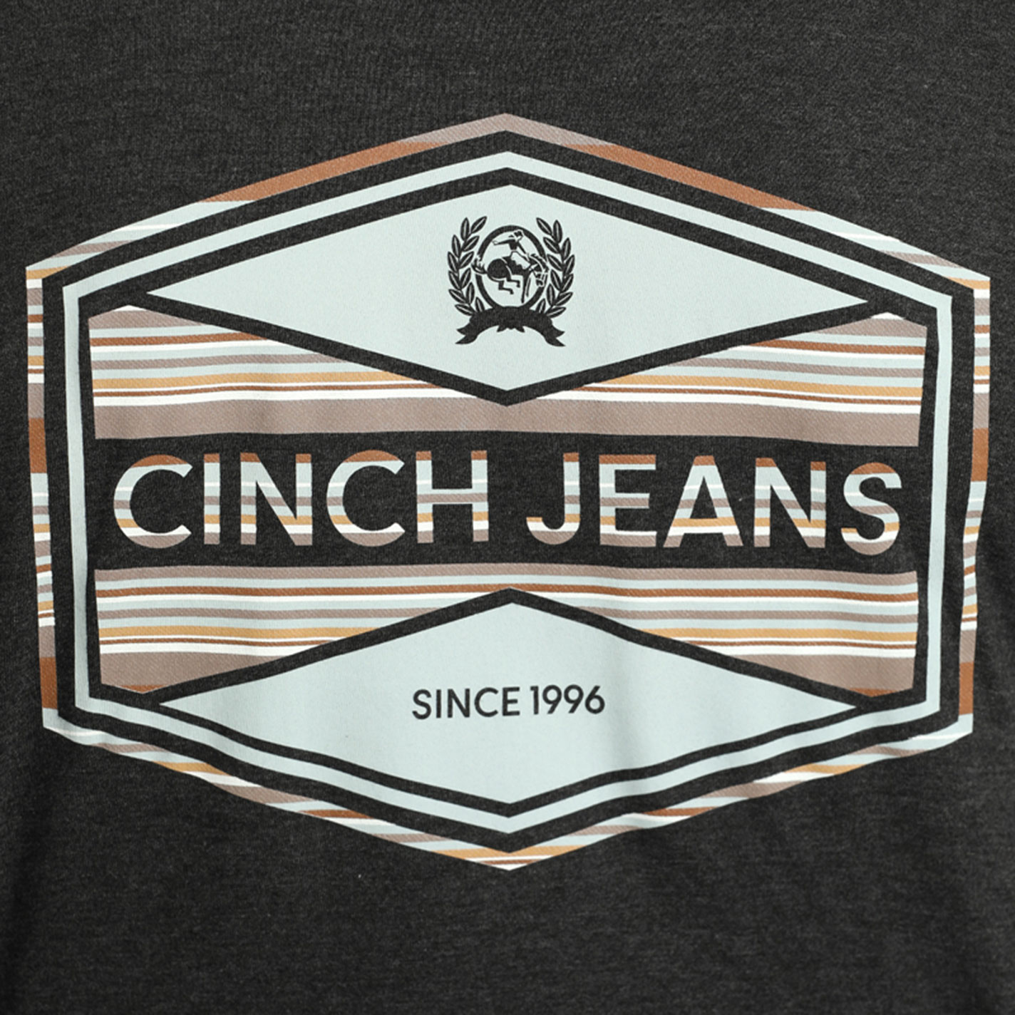 Cinch Men's Black Striped Hex Logo Graphic T-Shirt - Image 1
