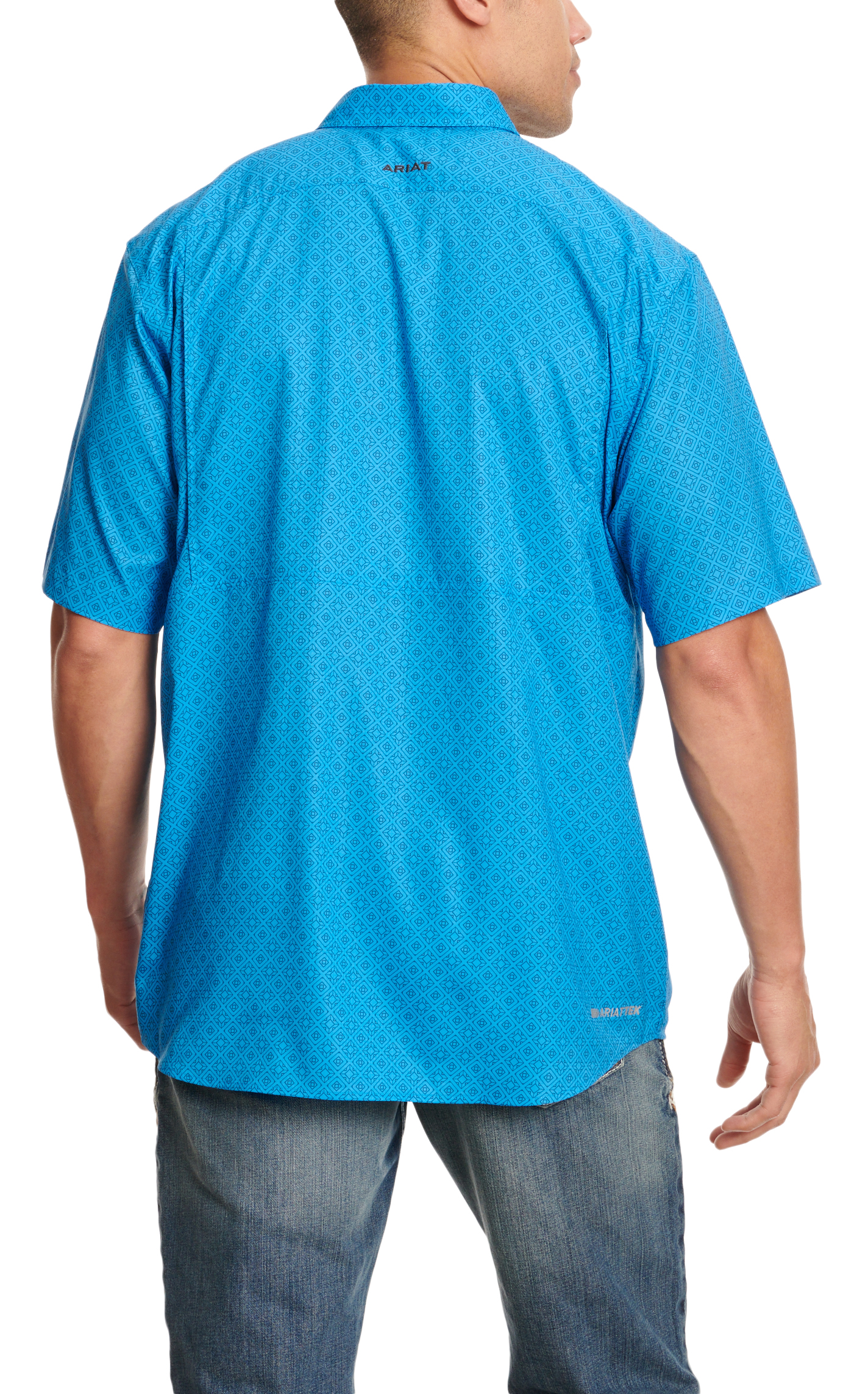 Ariat Men's VentTEK Blue & Black Geo Print Short Sleeve Shirt - Image 1