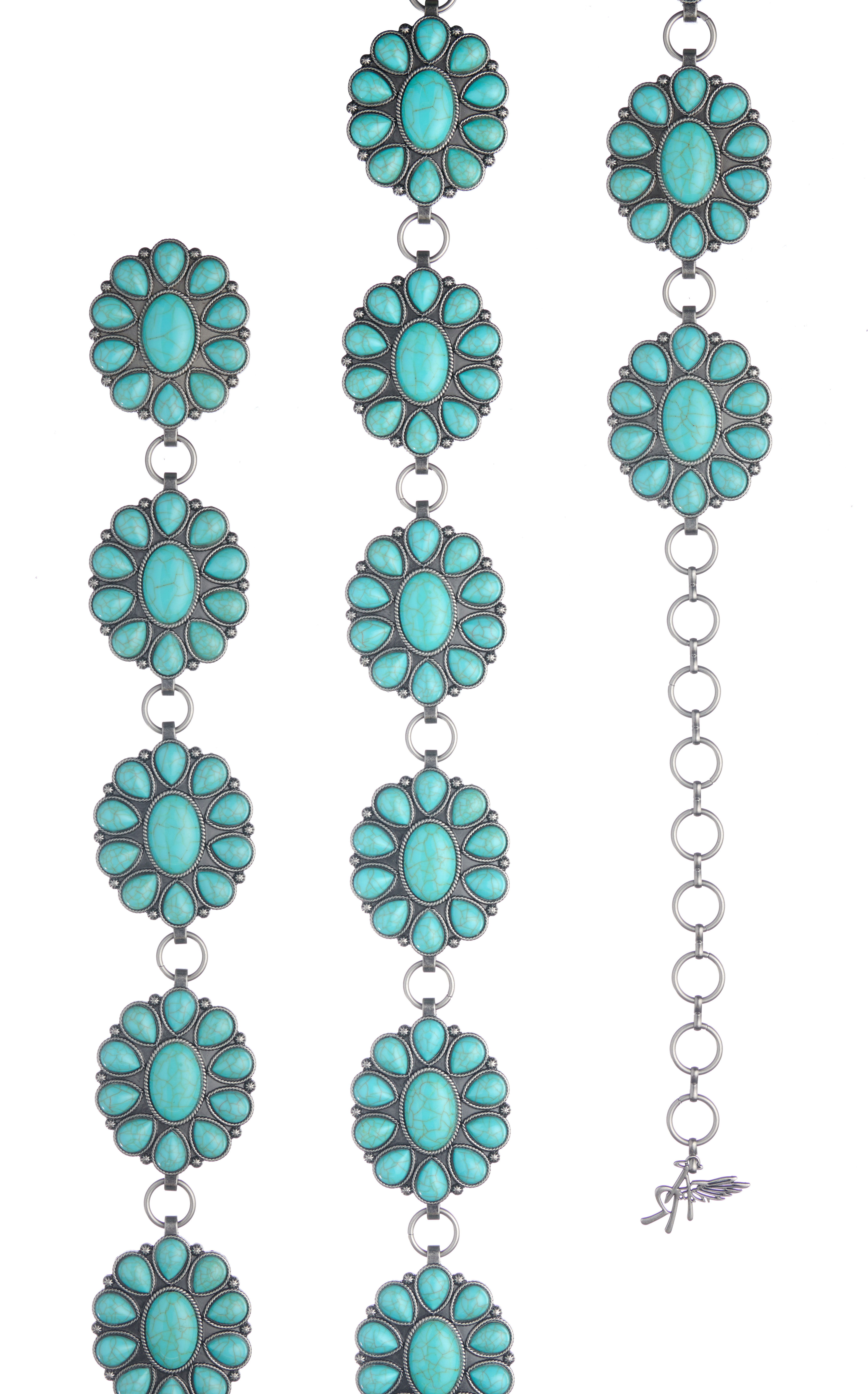 Angel Ranch Women's Turquoise Flower Concho Belt - Image 1