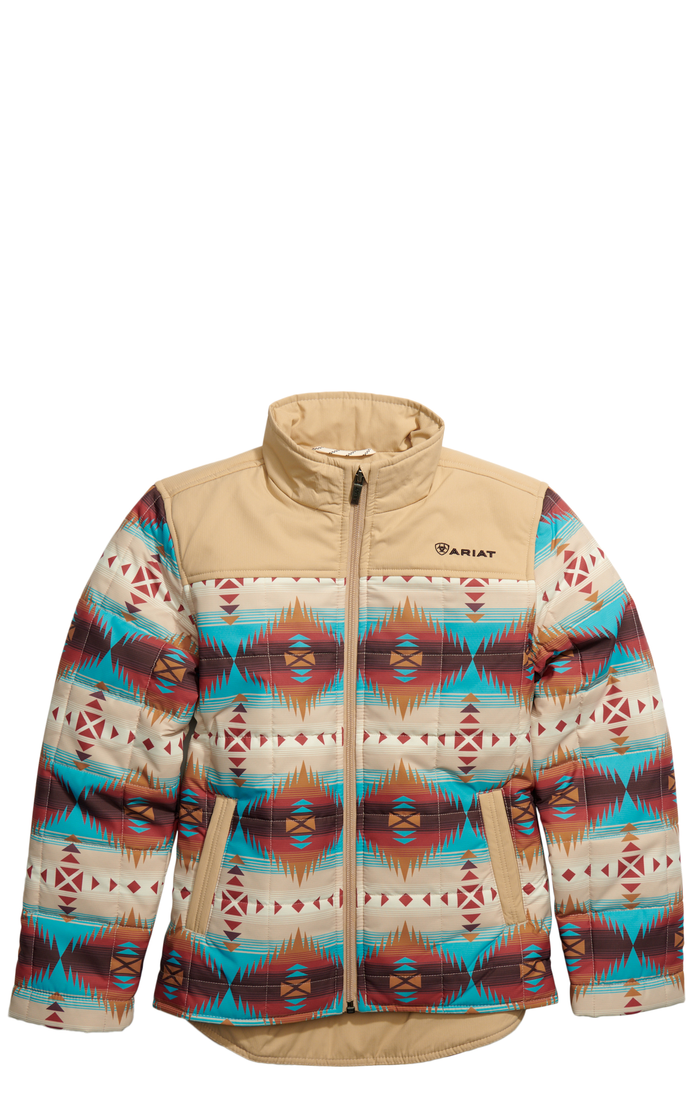 Ariat Girl's Latte & Aztec Print Crius Insulated Jacket - Image 1