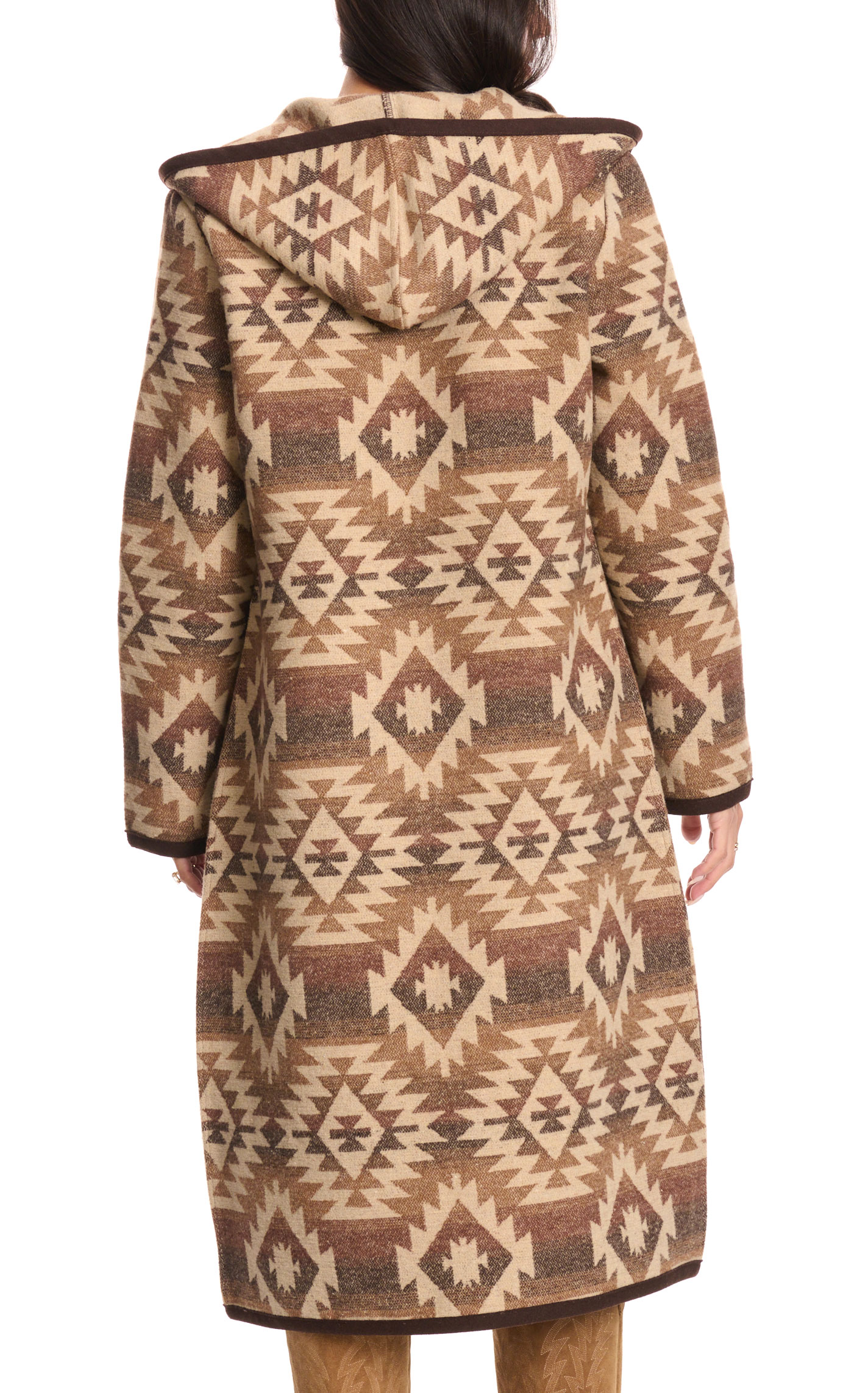 Cripple Creek Women's Gingerbread & Coffee Navajo Blanket Hooded Duster - Image 1