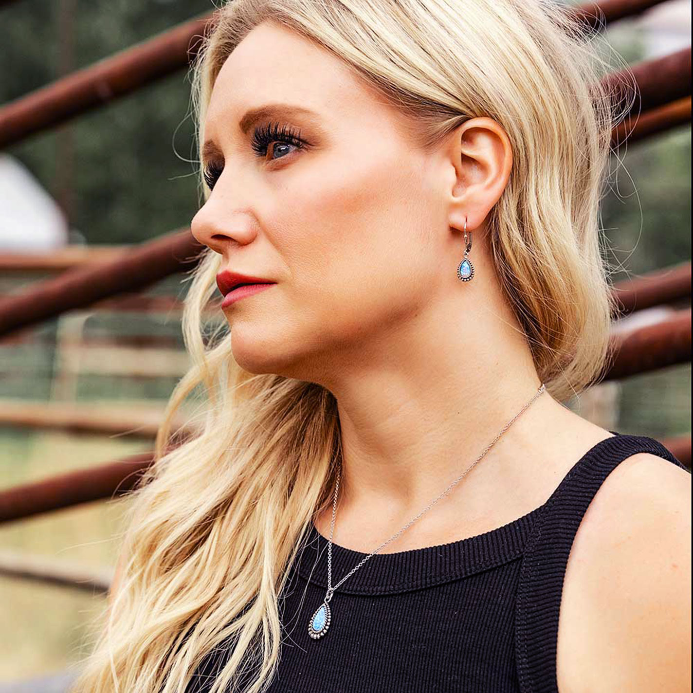 Montana Silversmiths Silver & Iridescent Glimmering Pool Stone Teardrop Earrings - Image 1