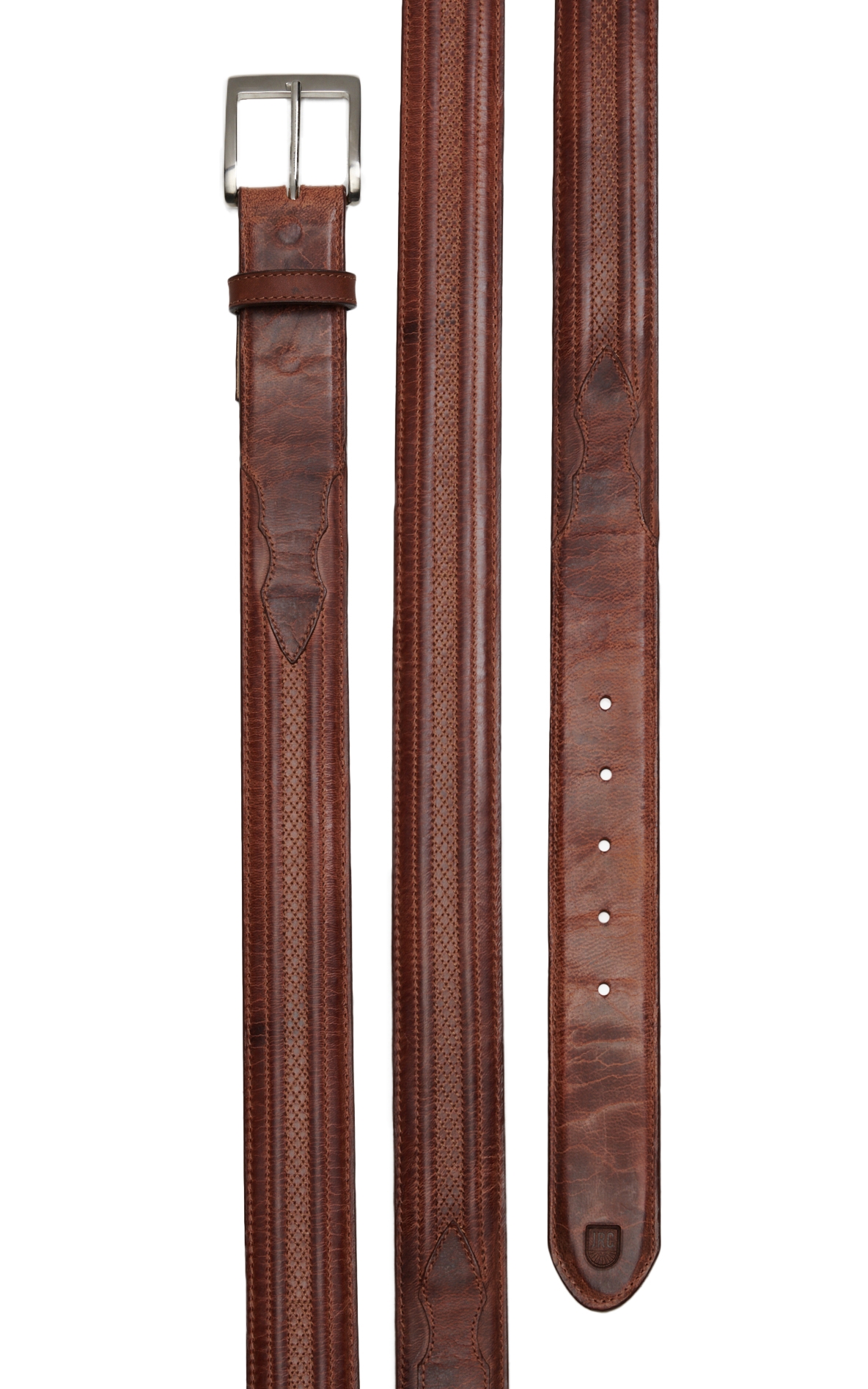 JRC & Sons Men's Tan Mad Dog Goat Leather Western Belt - Image 1