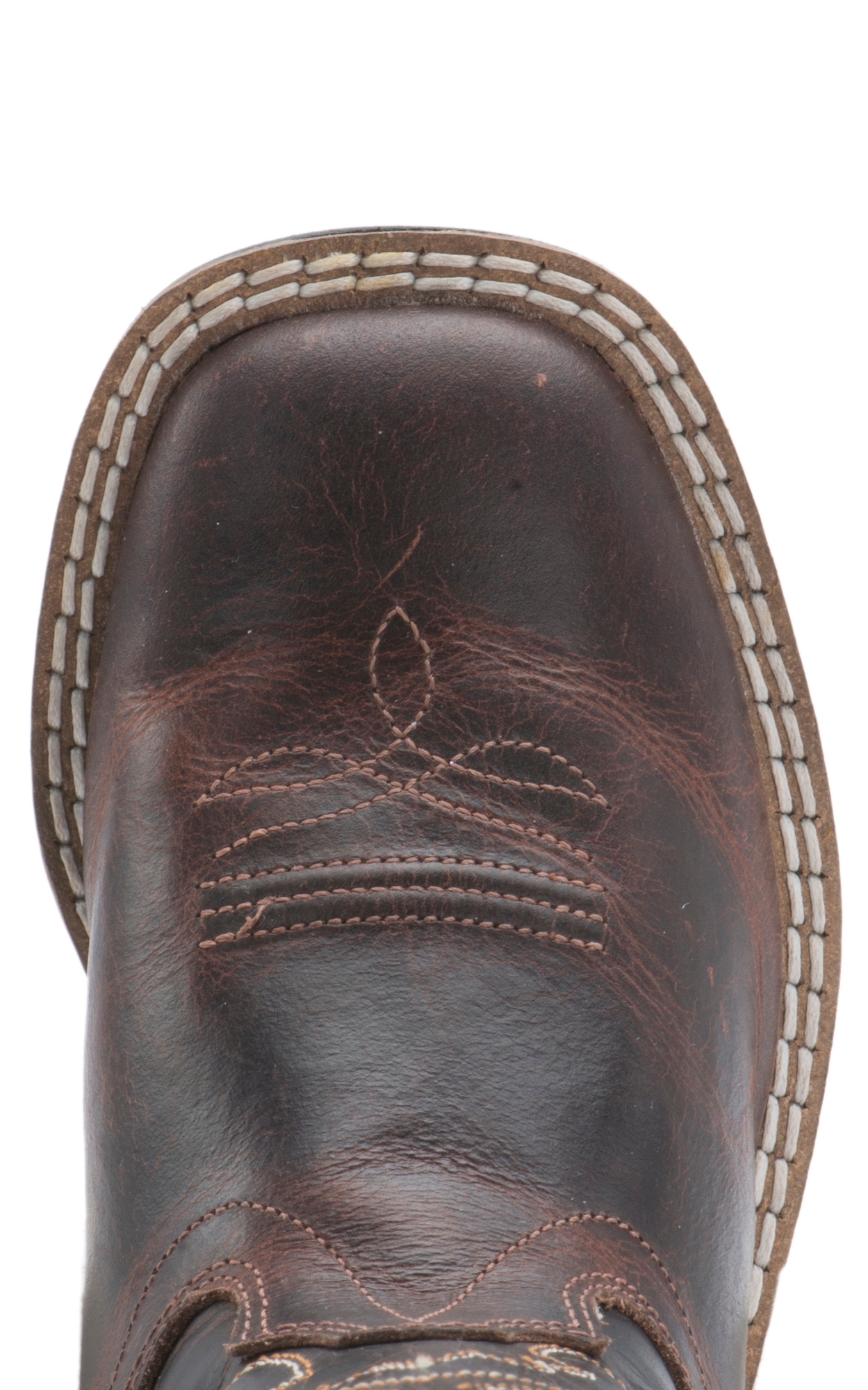 Old West Toddler Brown and Dark Brown Corona Calf Leather Square Toe Cowboy Boots - Image 1
