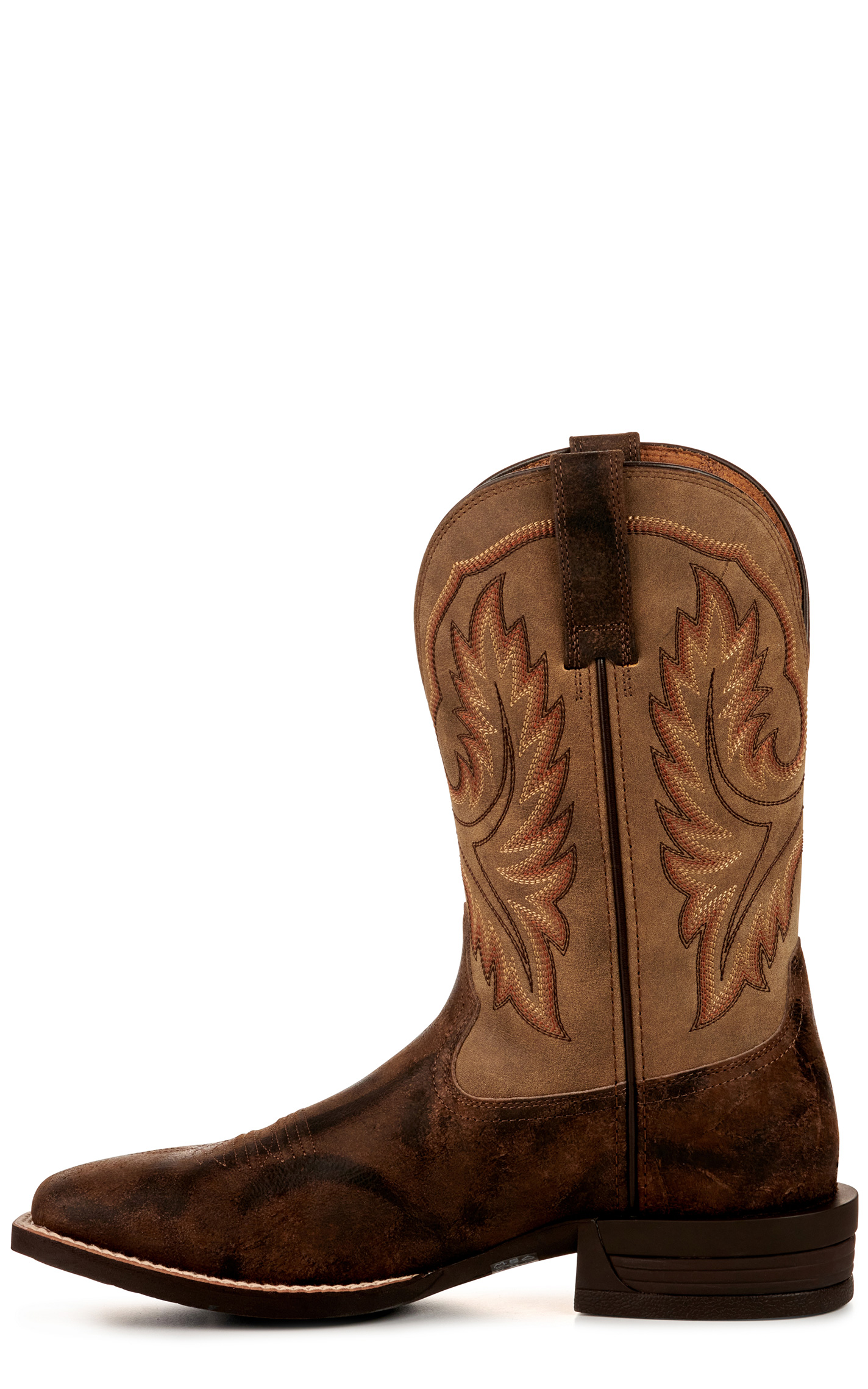 Ariat Men's Wilder Brown & Antique Gray Shock Shield Wide Square Toe Cowboy Boots - Image 1