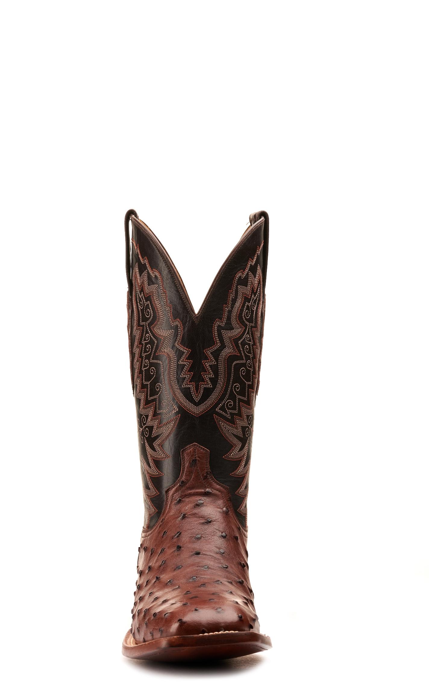 Lucchese Men's Kango Tabacco and Brown Full Quill Ostrich Wide Square Toe Exotic Cowboy Boots - Image 1