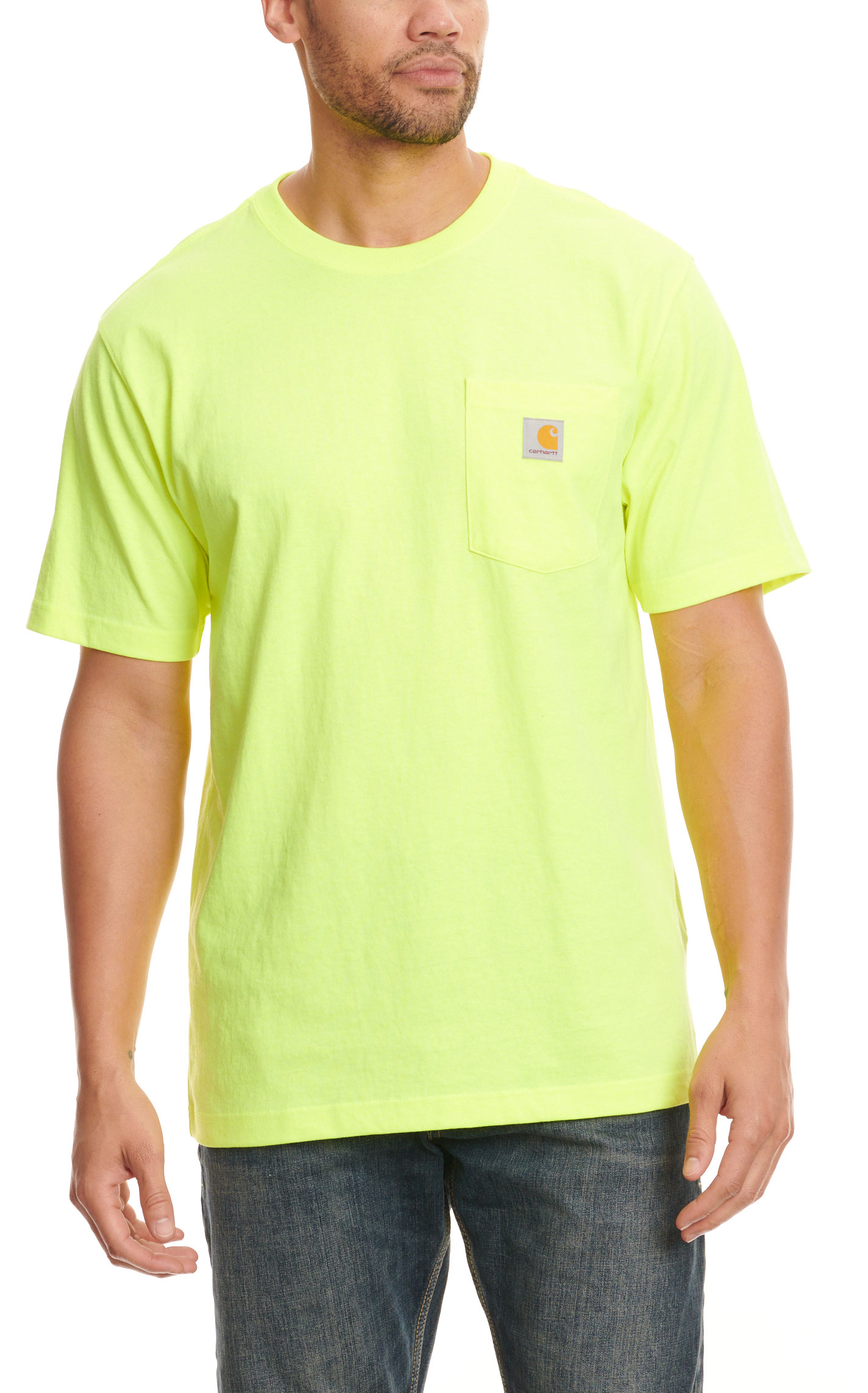 Carhartt Men's Bright Lemon-Lime Loose Fit Short Sleeve Pocket Work T-Shirt - Image 1