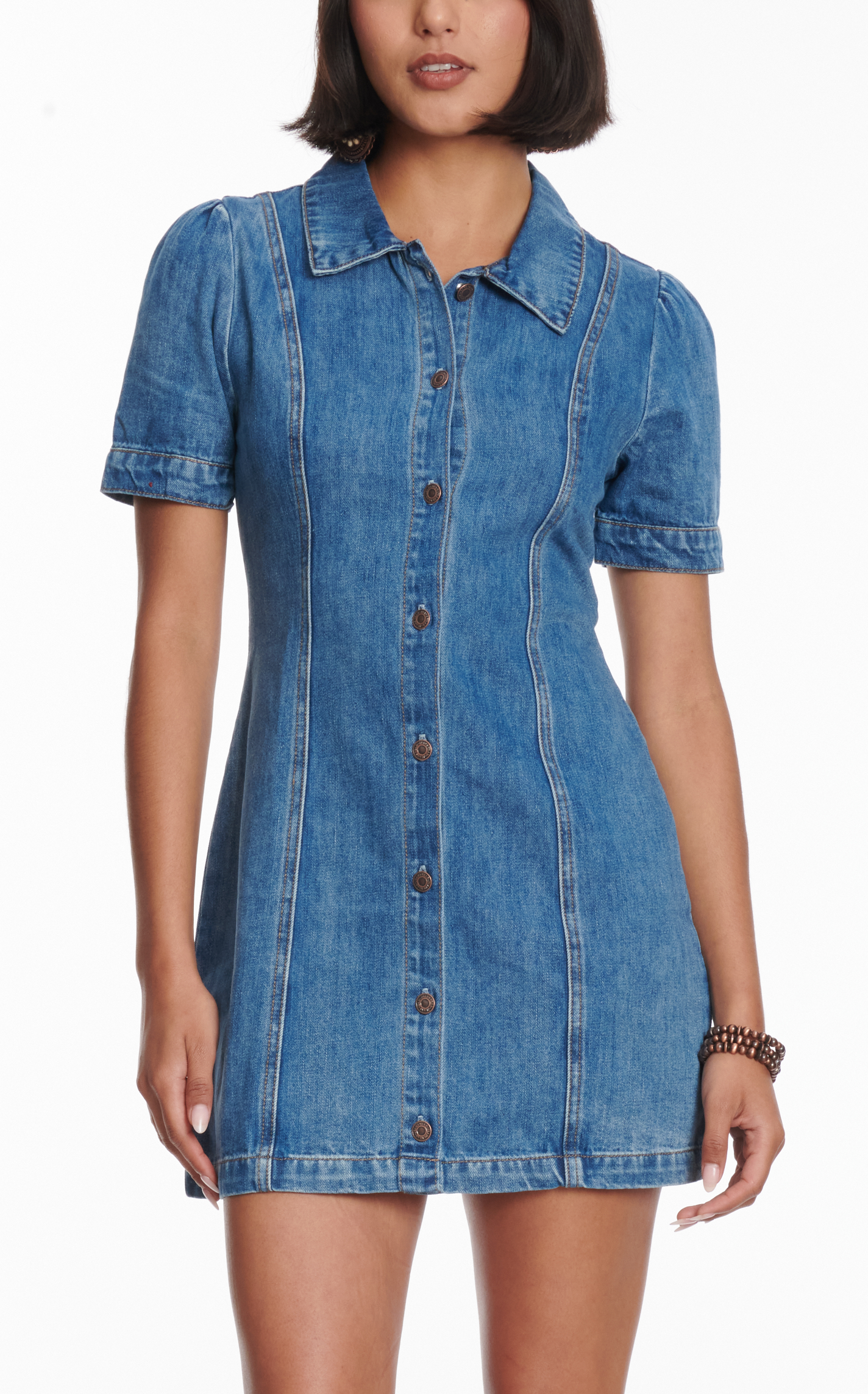 Rockin' C Women's Medium Wash Denim Short Sleeve Dress - Image 1
