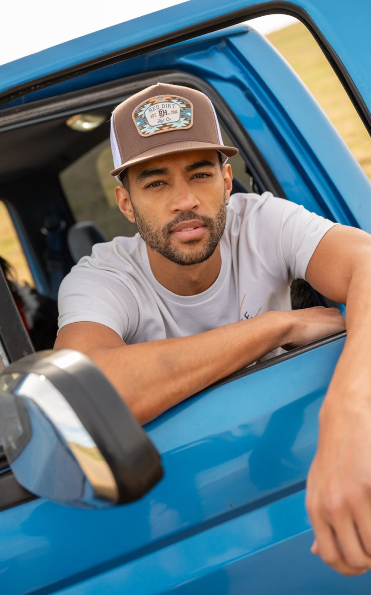 Red Dirt Hat Co. Men's Chocolate & White Aztec Logo Patch Cap - Image 1
