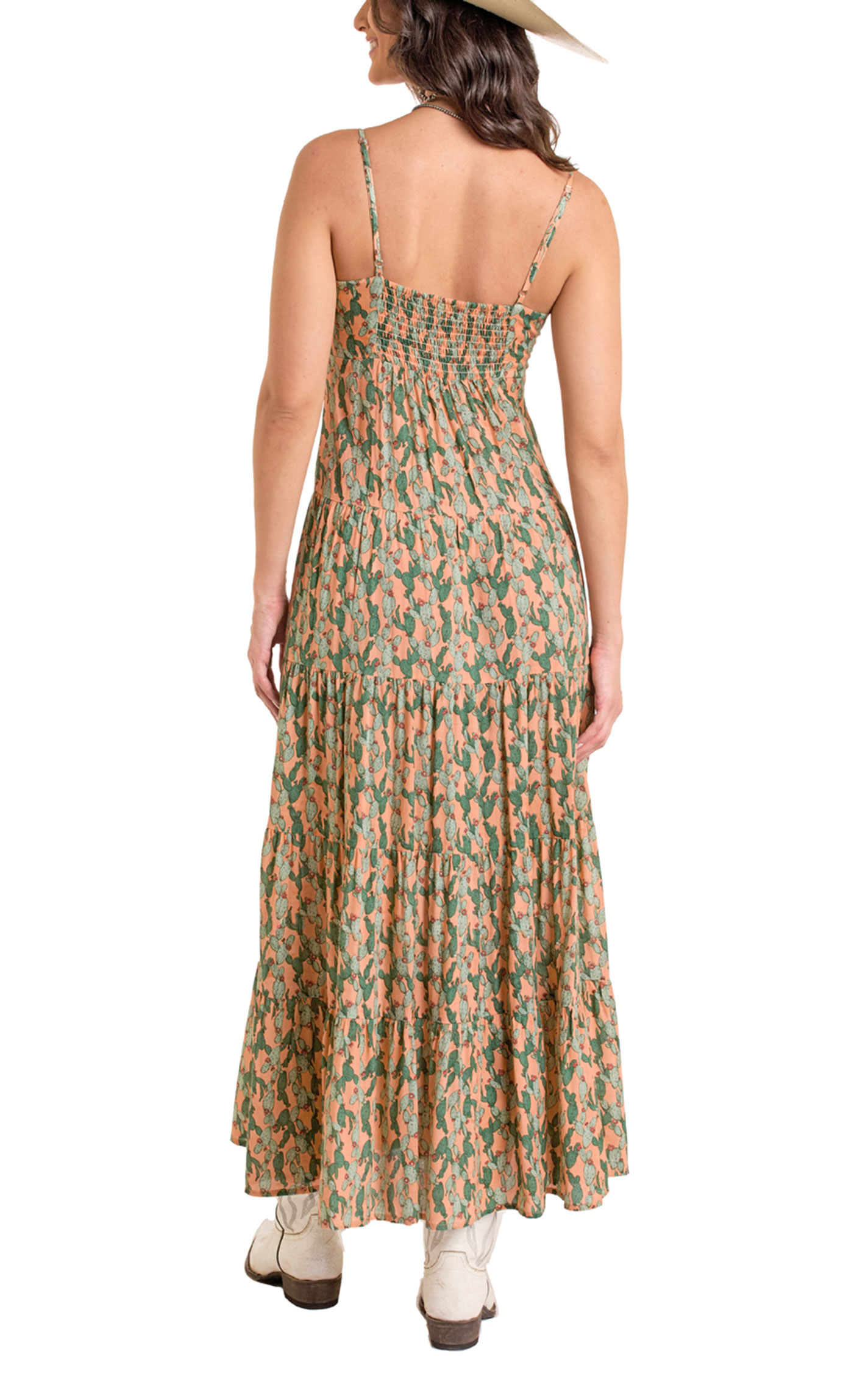 Rock & Roll Denim Women's Coral Cactus Print Dress - Image 2