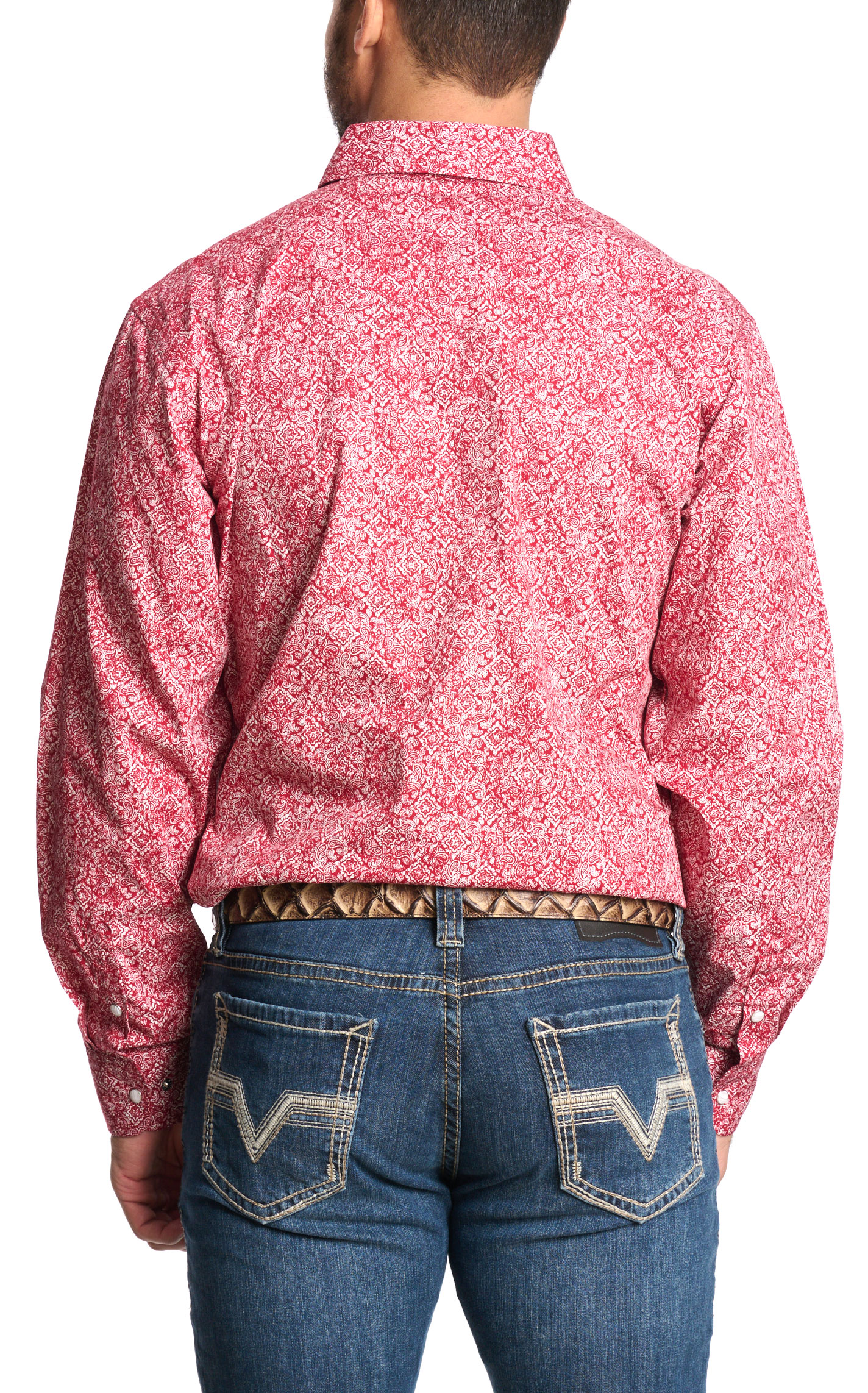 Panhandle Men's Red Paisley Print Long Sleeve Western Shirt - Image 1