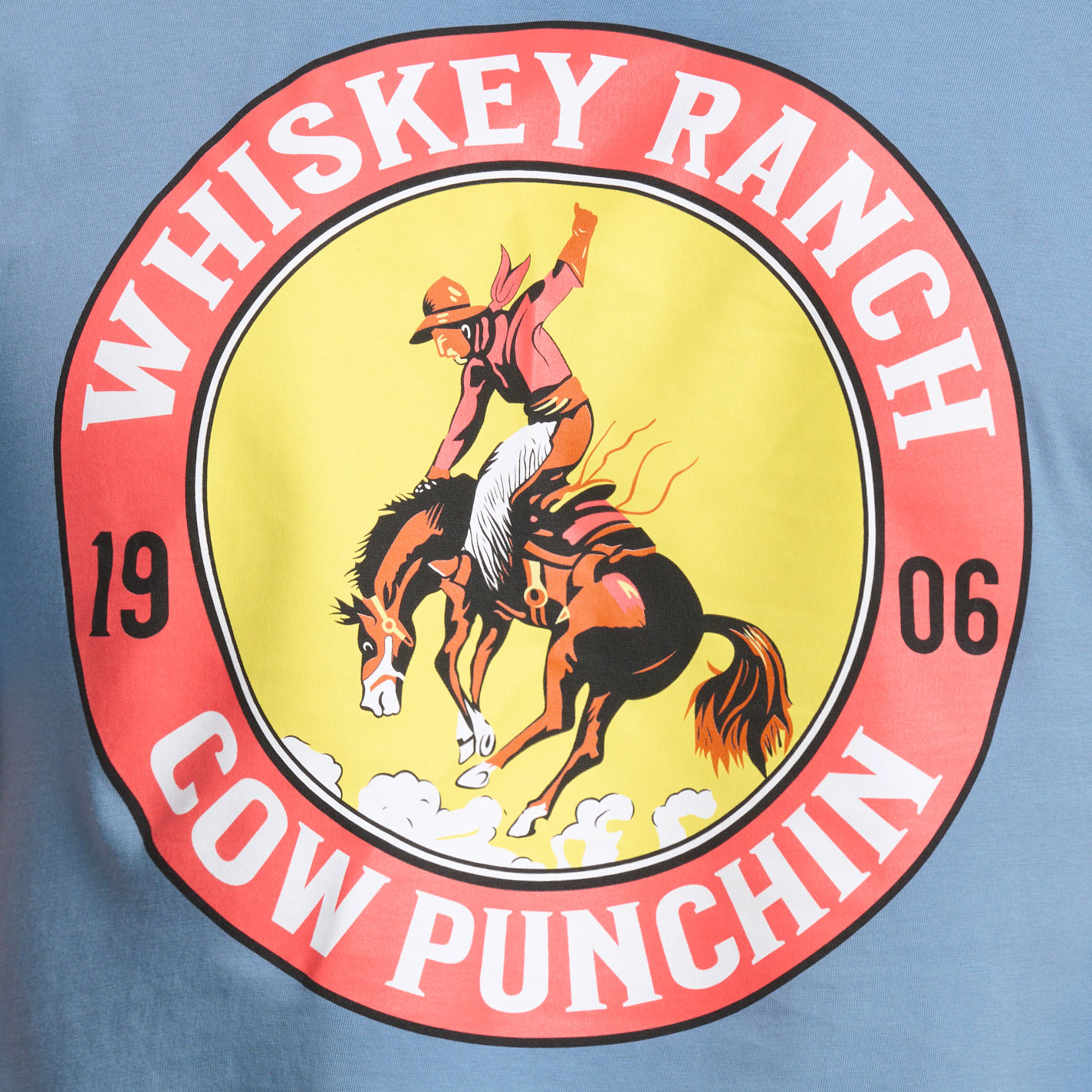 Whiskey Bent Hat Co. Men's Blue Cow Punchin Logo Graphic T-Shirt - Image 1