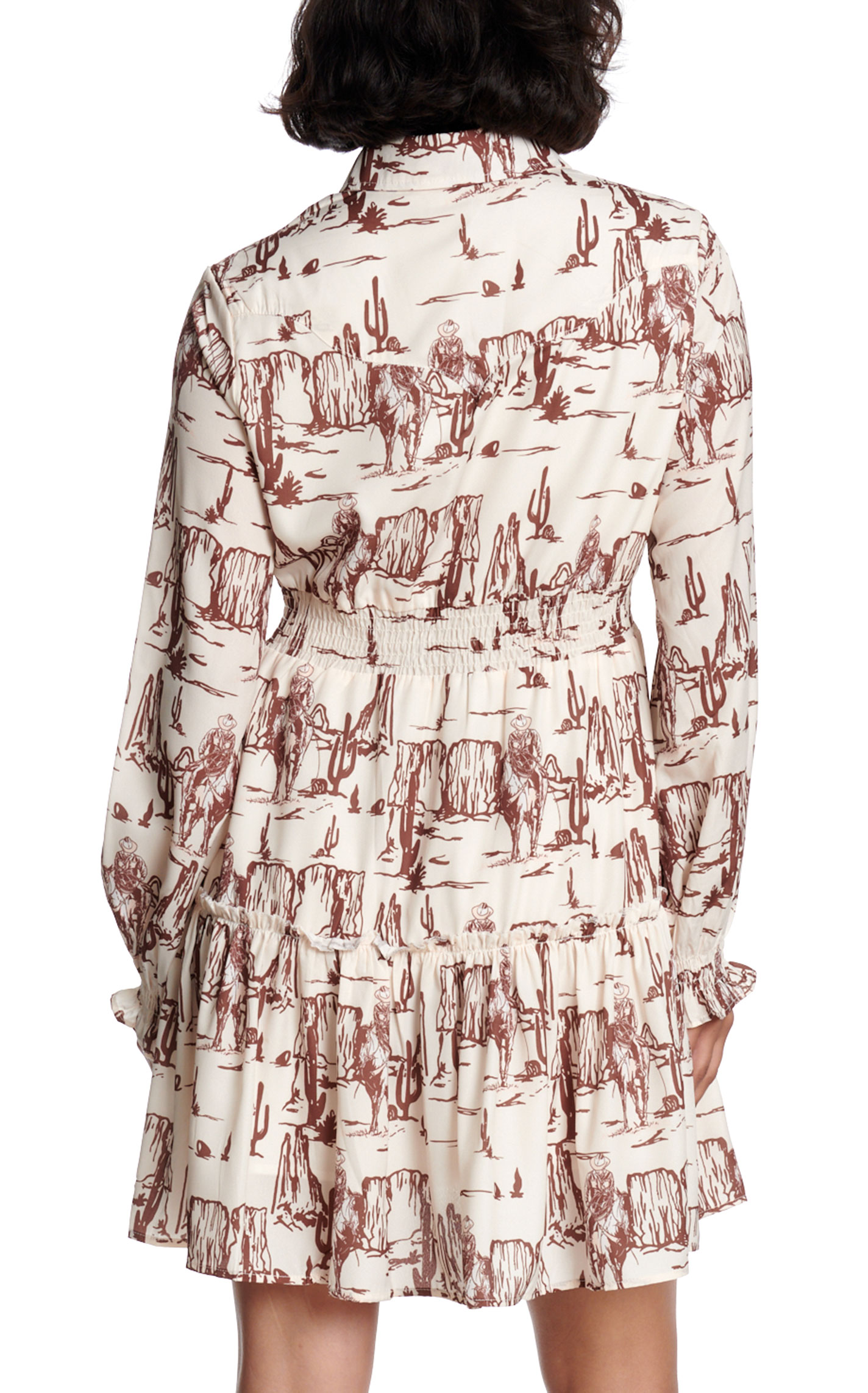 Fashion Express Women's Taupe & Cream Western Print Dress - Image 1