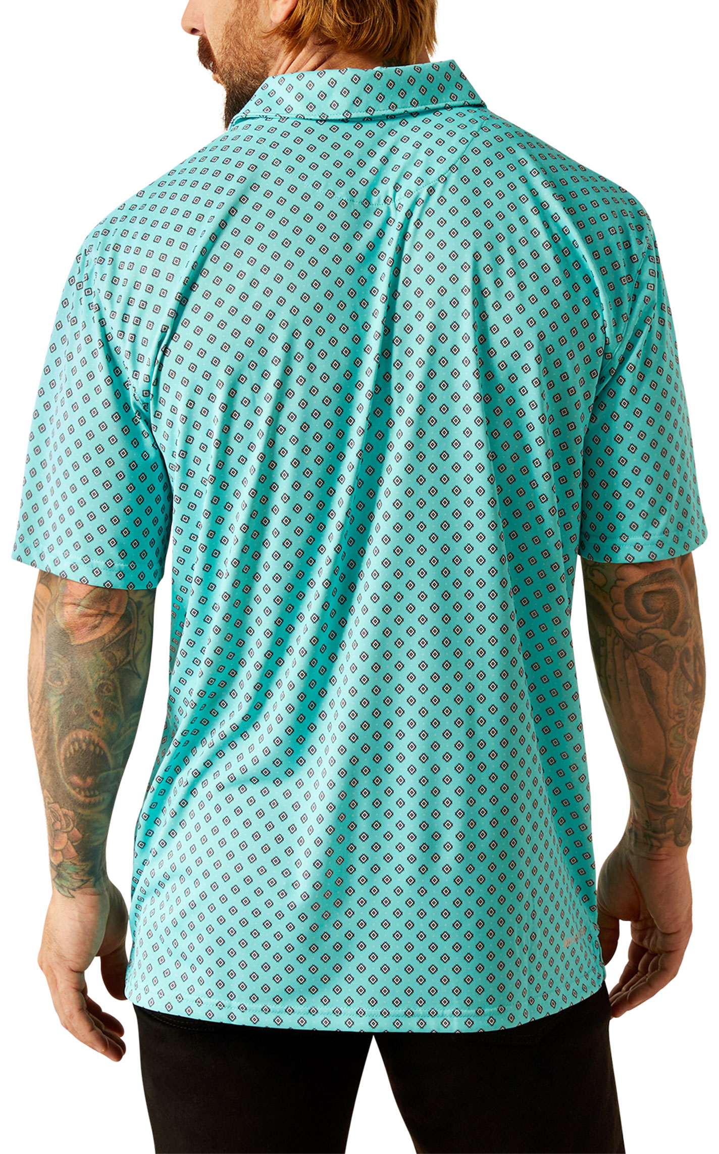 Ariat Men's AriatTEK Charger Sky Aqua Aztec Geo Polo Shirt - Image 1