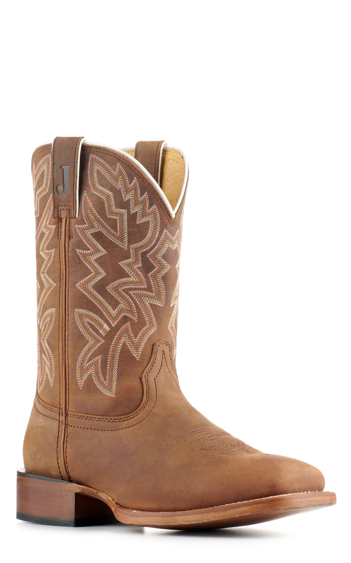 Justin Men's Frontier Jackpot Brown Wide Square Toe Cowboy Boots - Image 1