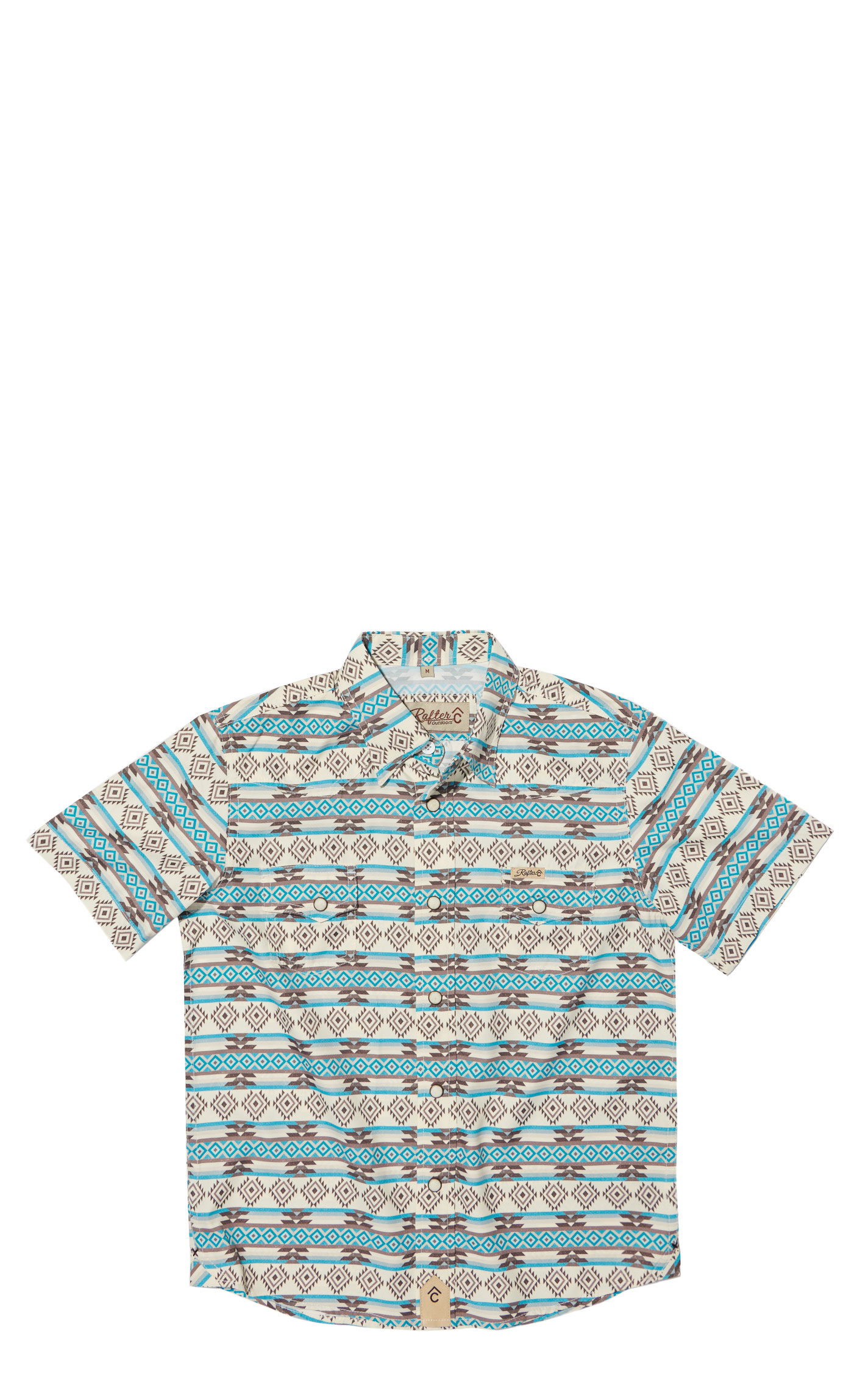 Rafter C Outdoors Boys's Turquoise & Latte Aztec Fishing Shirt - Image 1