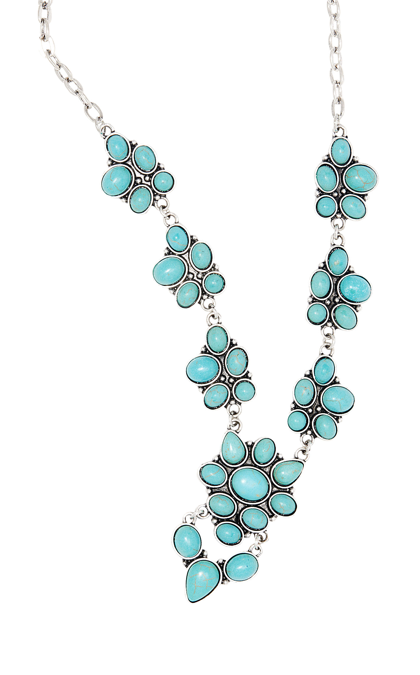 Southern Grace Turquoise & Silver Concho Statement Necklace - Image 2