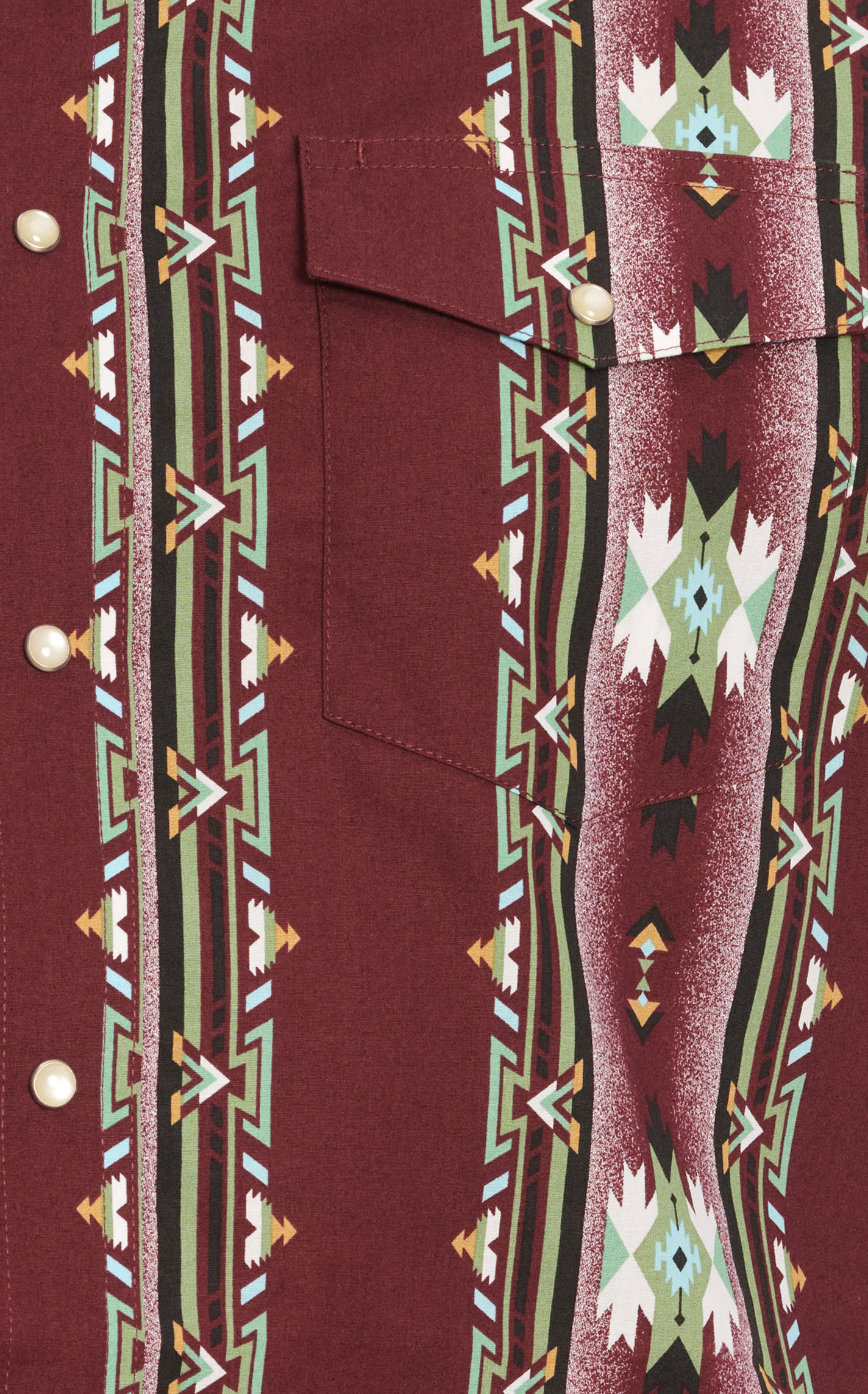 Wrangler Men's Checotah Burgundy & Olive Aztec Western Shirt - Big & Tall Sizes  - Image 1