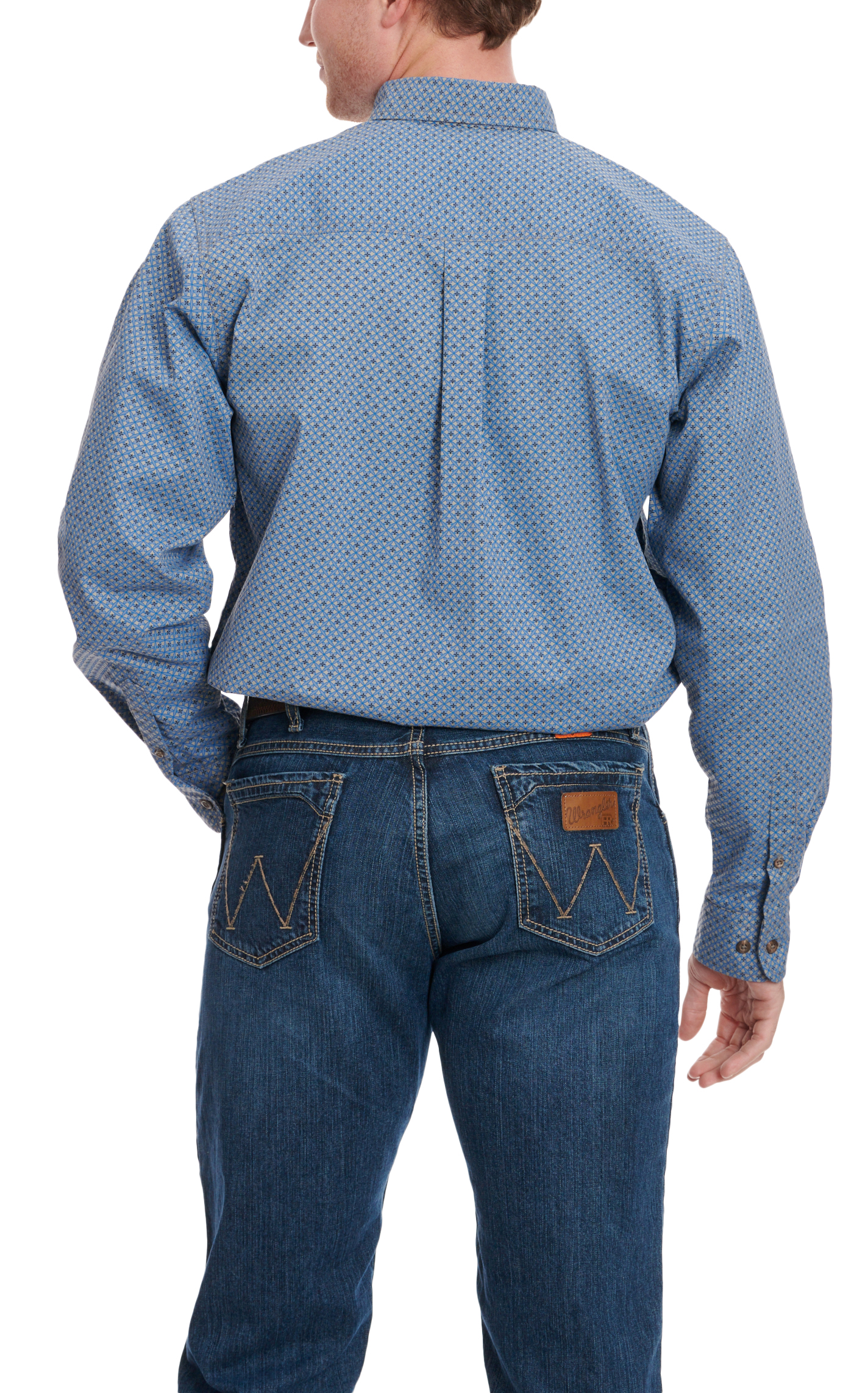 Forge Men's Gray Black & Cornflower Blue Geo Print Long Sleeve FR Work Shirt - Image 1