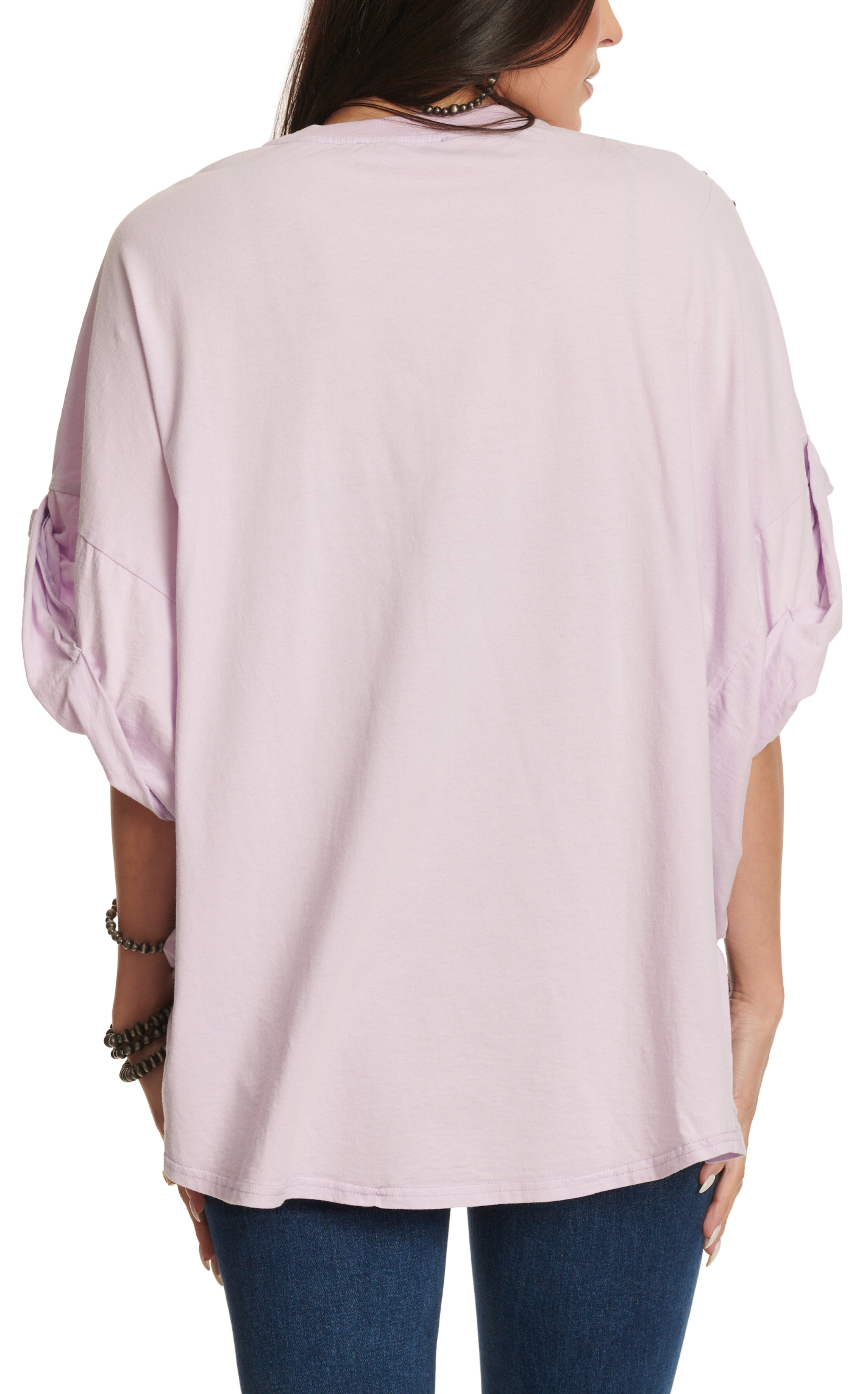 Blue B Women's Lavender Silver Stud Oversized Top - Image 1
