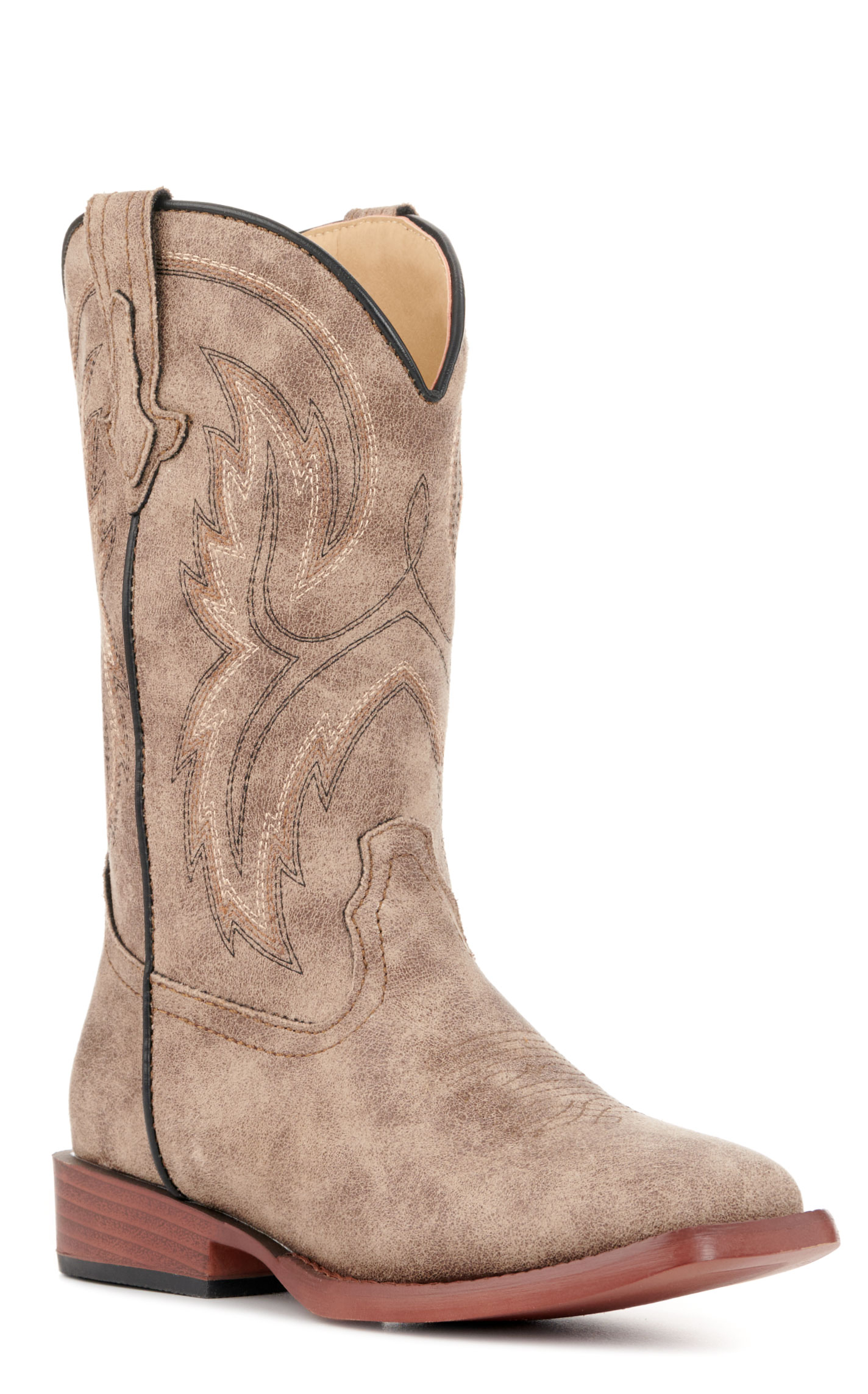 Roper Big Kids’ Brown Eastwood Faux Leather Square Toe Cowboy Boots - Image 1