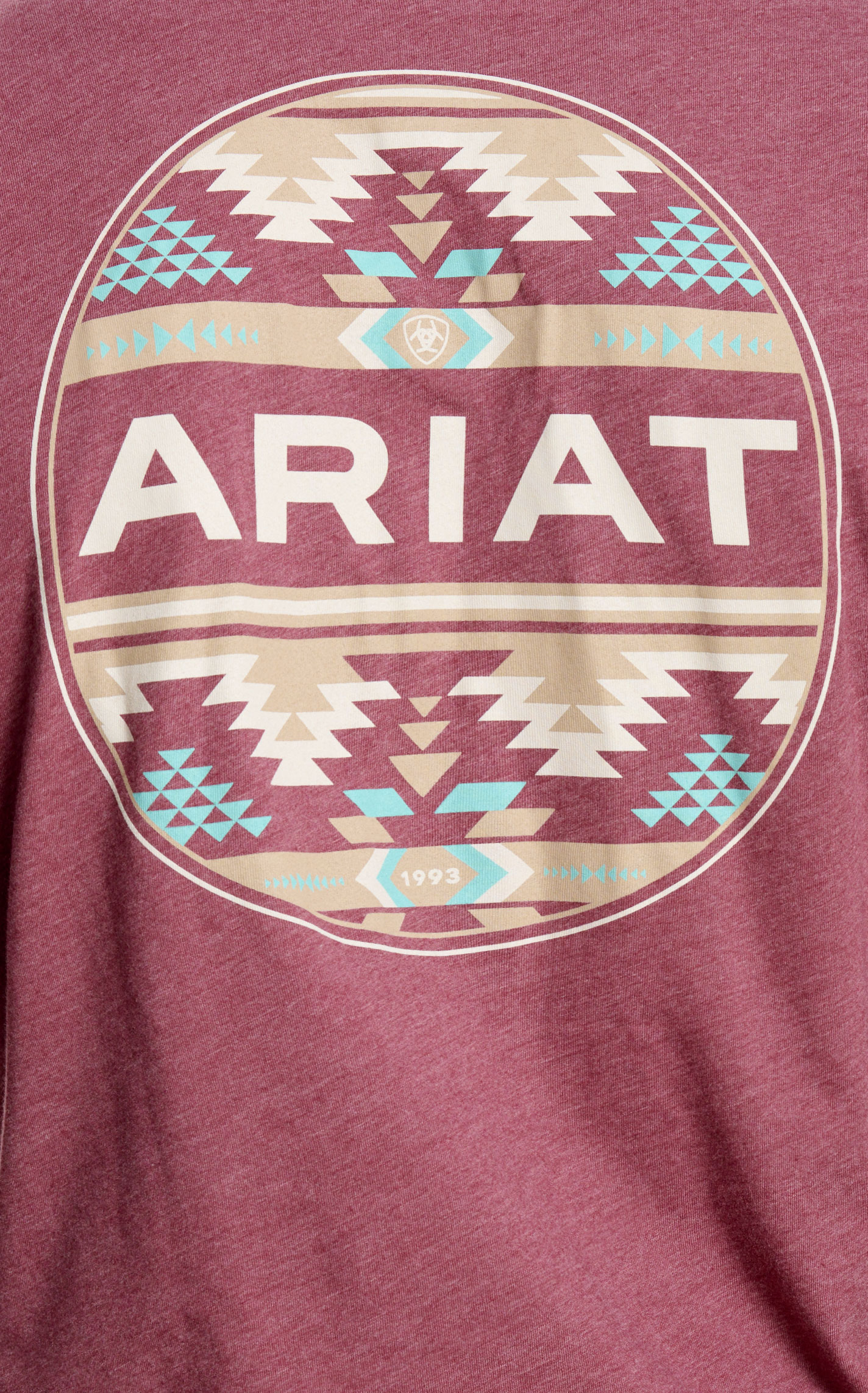 Ariat Men's Burgundy & Khaki Aztec Round Logo Graphic T-Shirt - Image 1