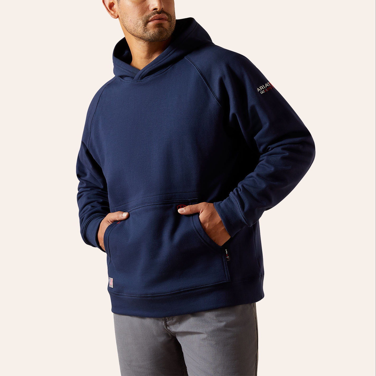 Ariat Men's FR DuraStretch Work Hard Navy Work Hoodie - Image 1