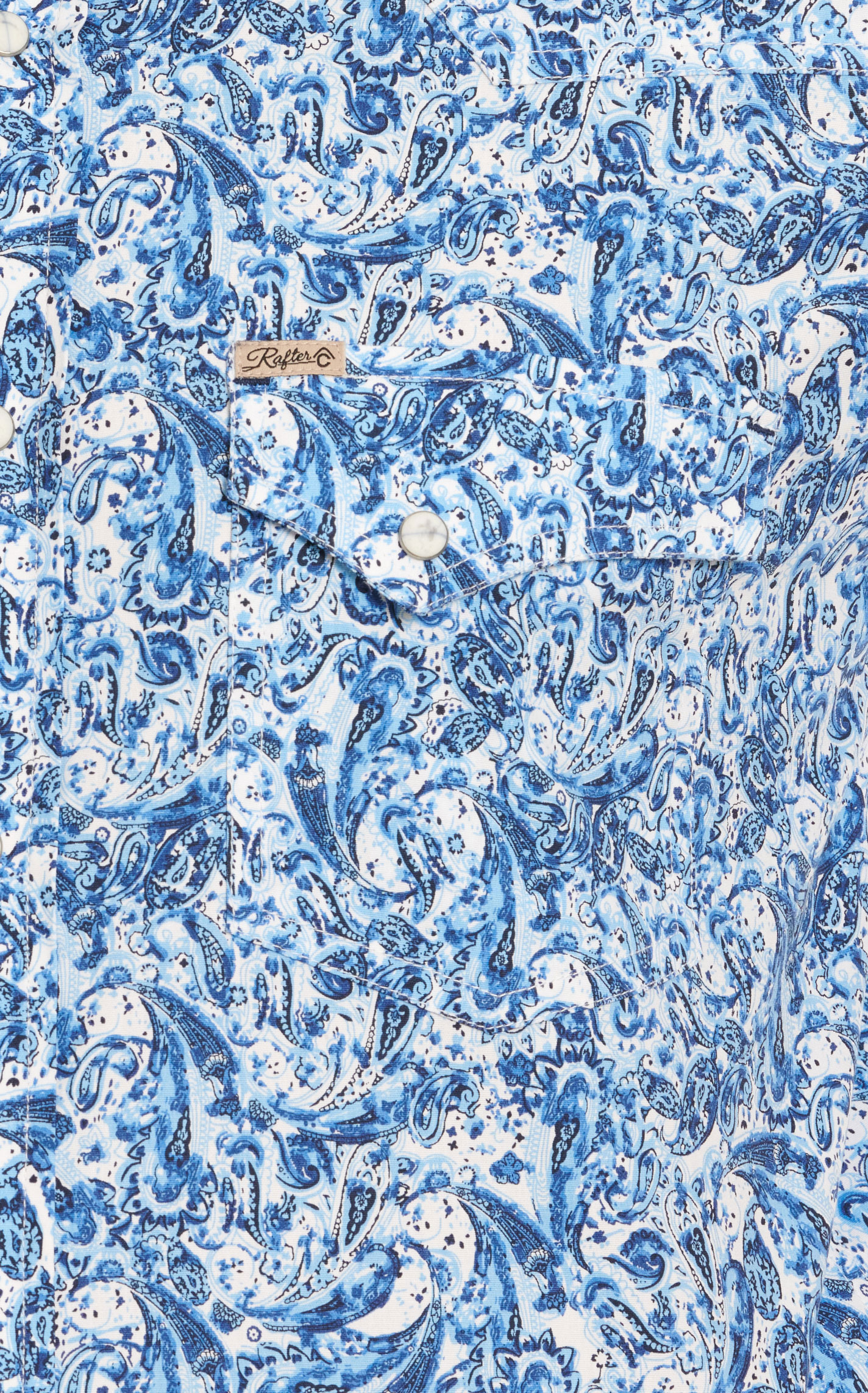 Rafter C Men's ProFlex45 White & Blue Paisley Print Western Shirt - Image 1