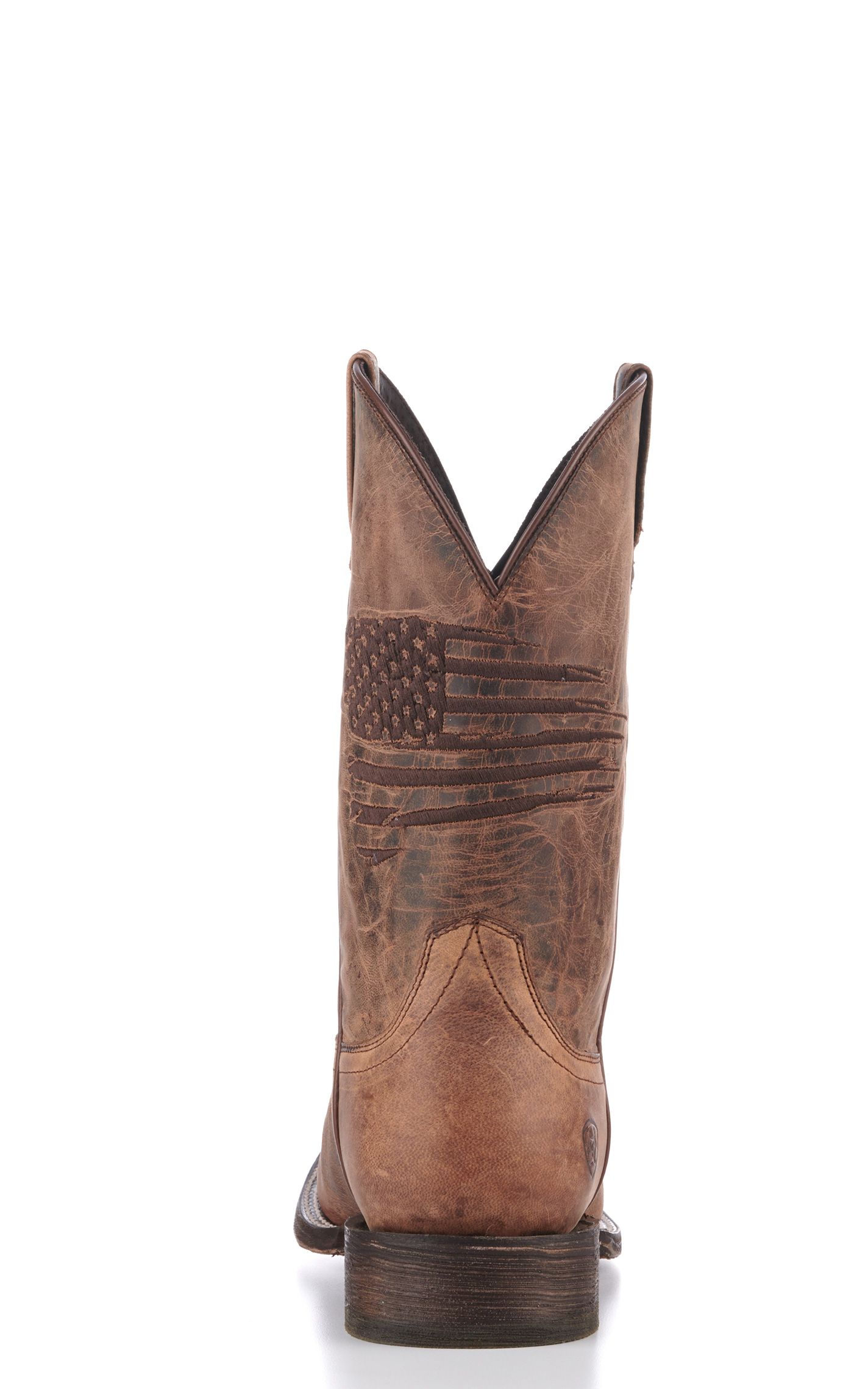 Ariat Men's Circuit Patriot Weathered Tan Embroidered Flag Wide Square Toe Cowboy Boots - Image 1