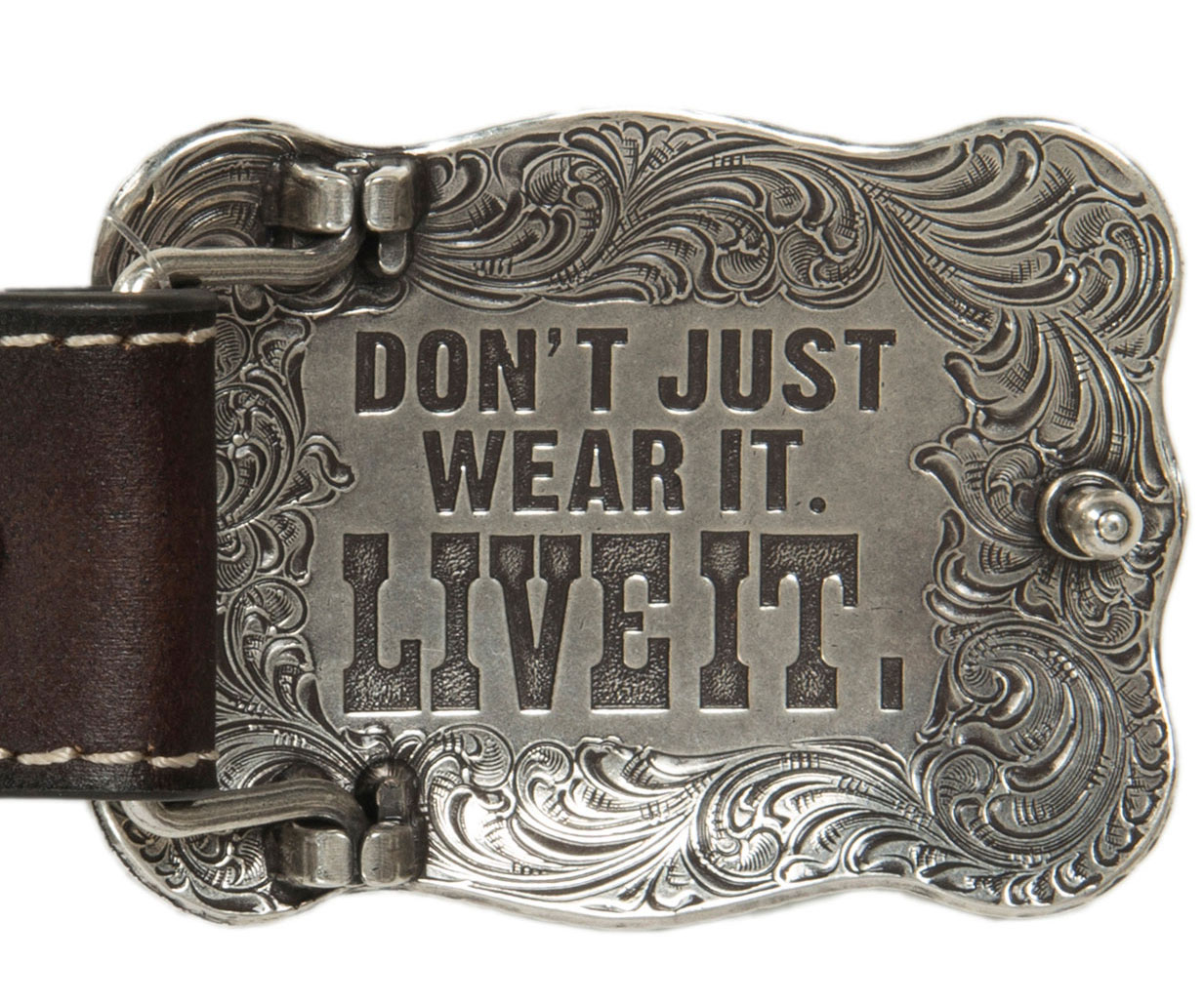 Cavender's Chocolate Basket Weave with Cross Conchos Western Belt - Image 1