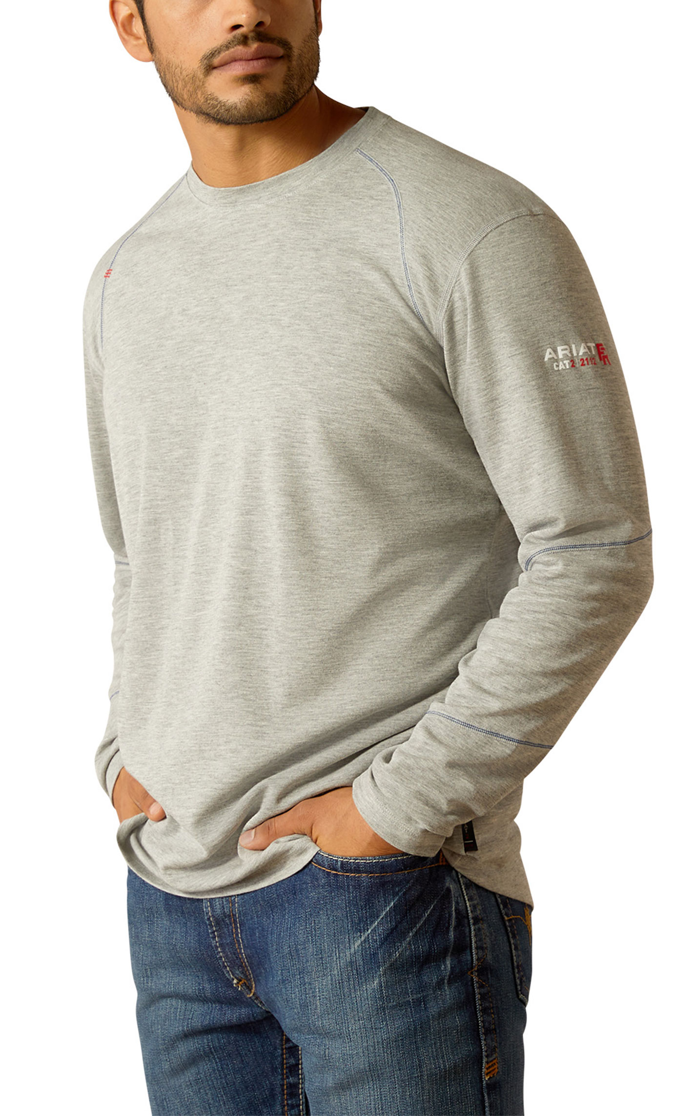 Ariat Men's FR Base Layer Heather Gray T-Shirt - Image 1
