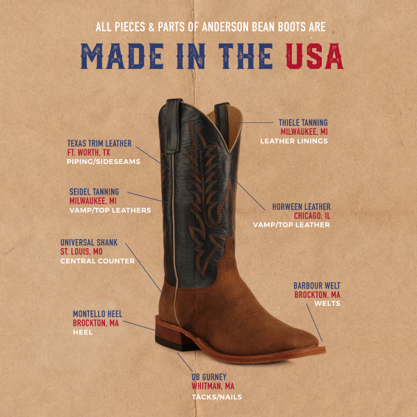 Anderson Bean Men's Sand Elk and Blue Wide Square Toe Cowboy Boots - Image 1
