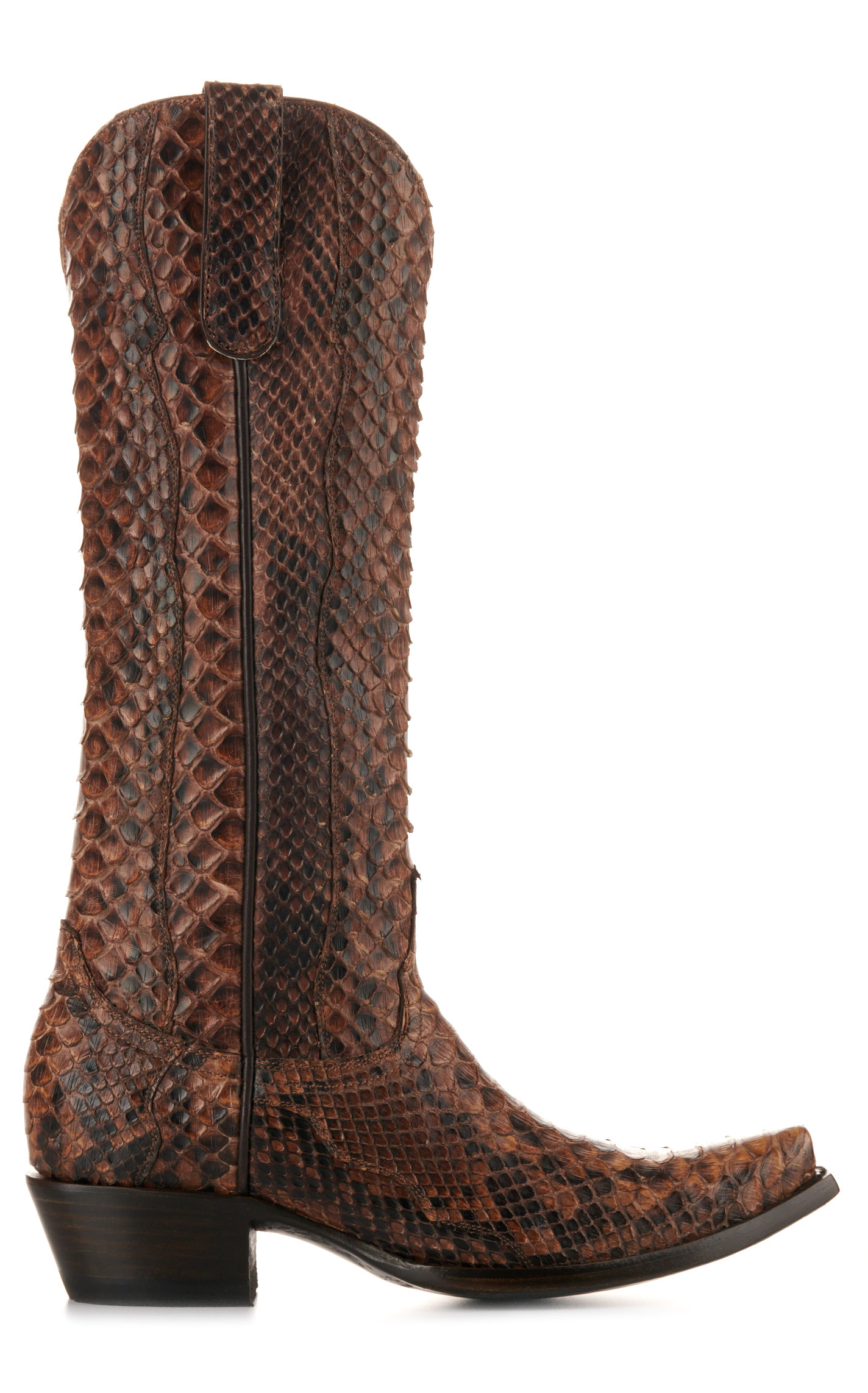 Cavender's Women's Brown Python Snip Toe Exotic Cowboy Boots - Image 1