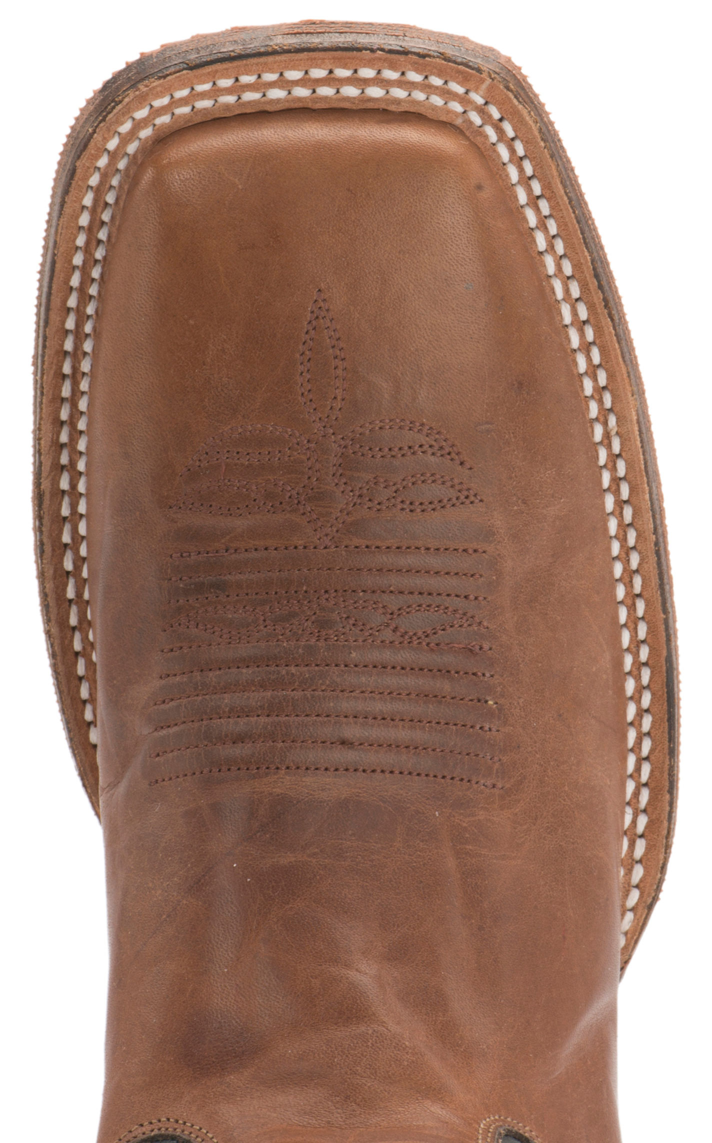 Justin Men's Bent Rail Caddo Copper Brown and Black Wide Square Toe Cowboy Boots - Image 1