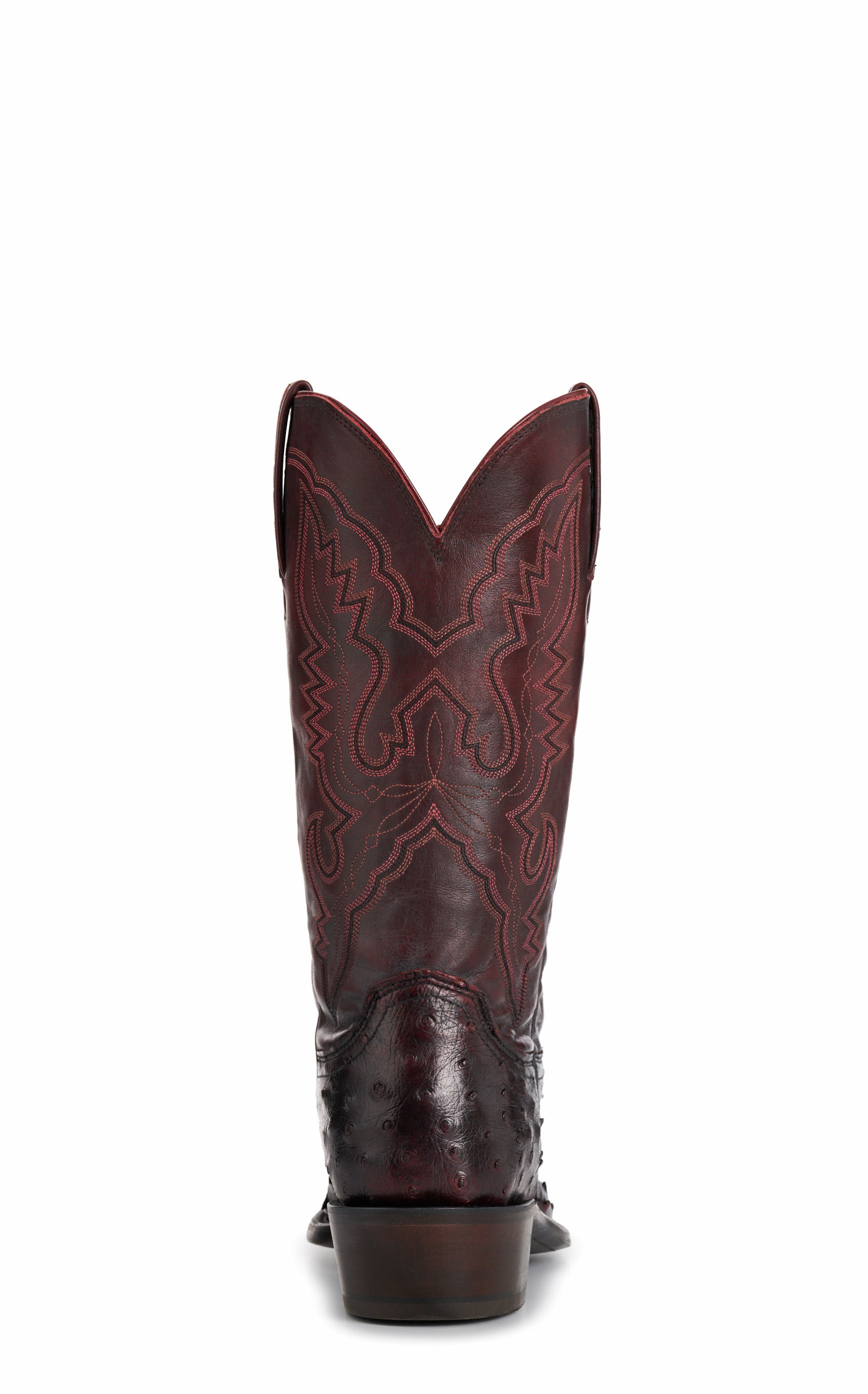 Lucchese Men’s Black Cherry Full Quill Ostrich 7 Toe Exotic Cowboy Boots - Image 1