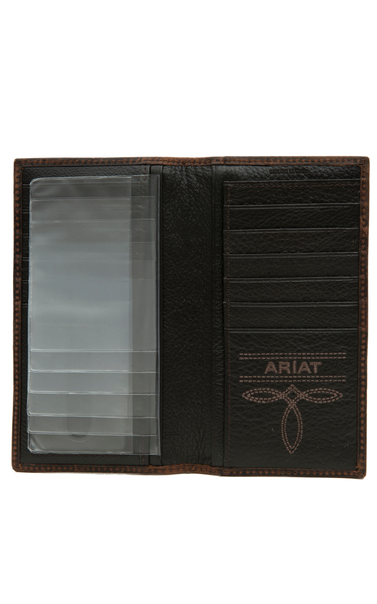Ariat Performance Work Dark Rowdy Brown Leather Checkbook / Rodeo Wallet - Image 1
