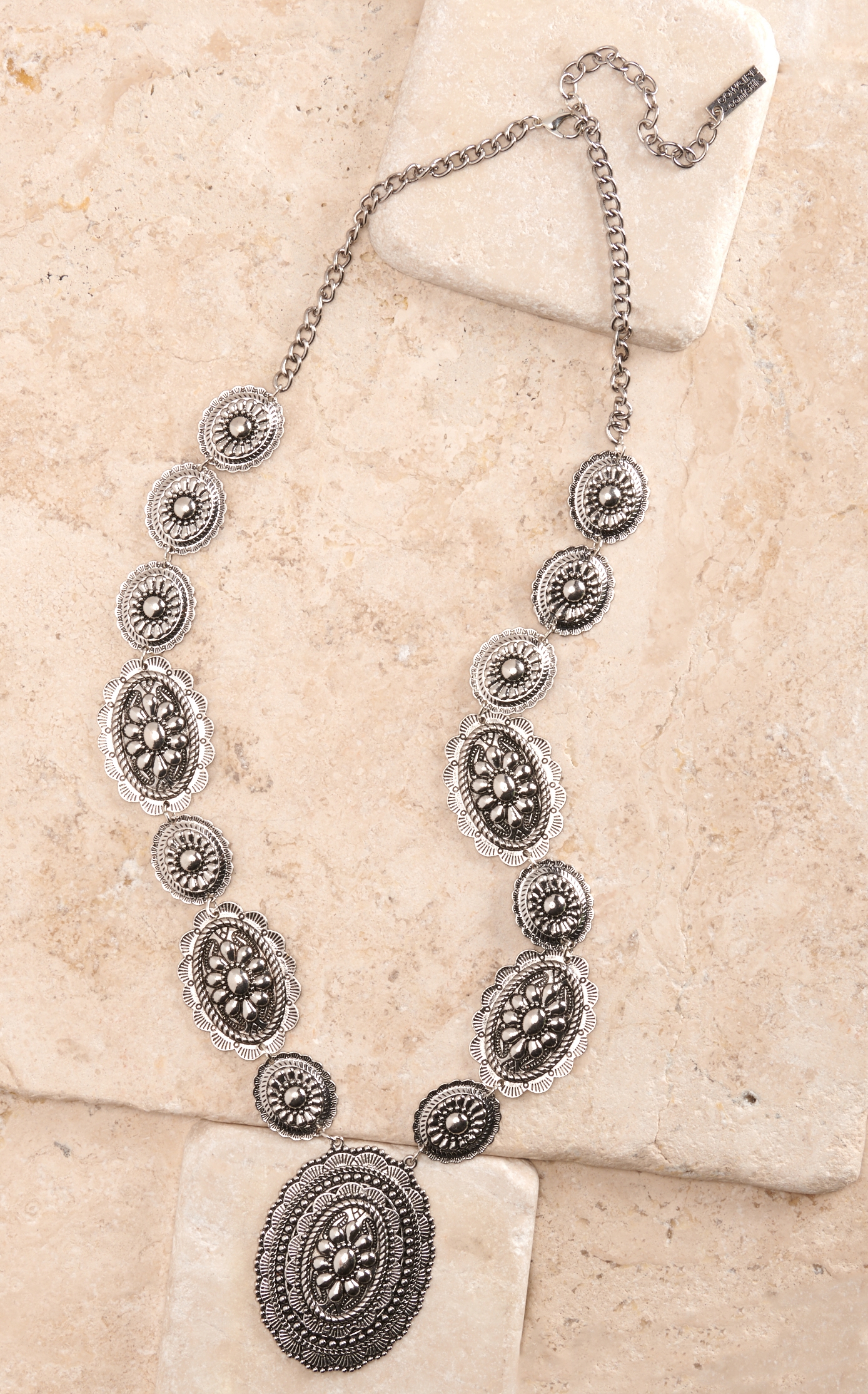 Cowgirl Confetti Dynamite Silver Concho Pendant Necklace - Image 1