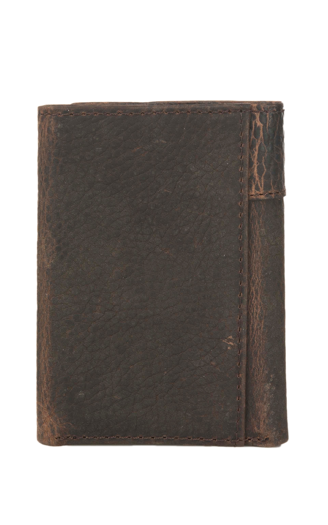 Ariat Brown with Boot Stitching Leather Tri-Fold Wallet - Image 1