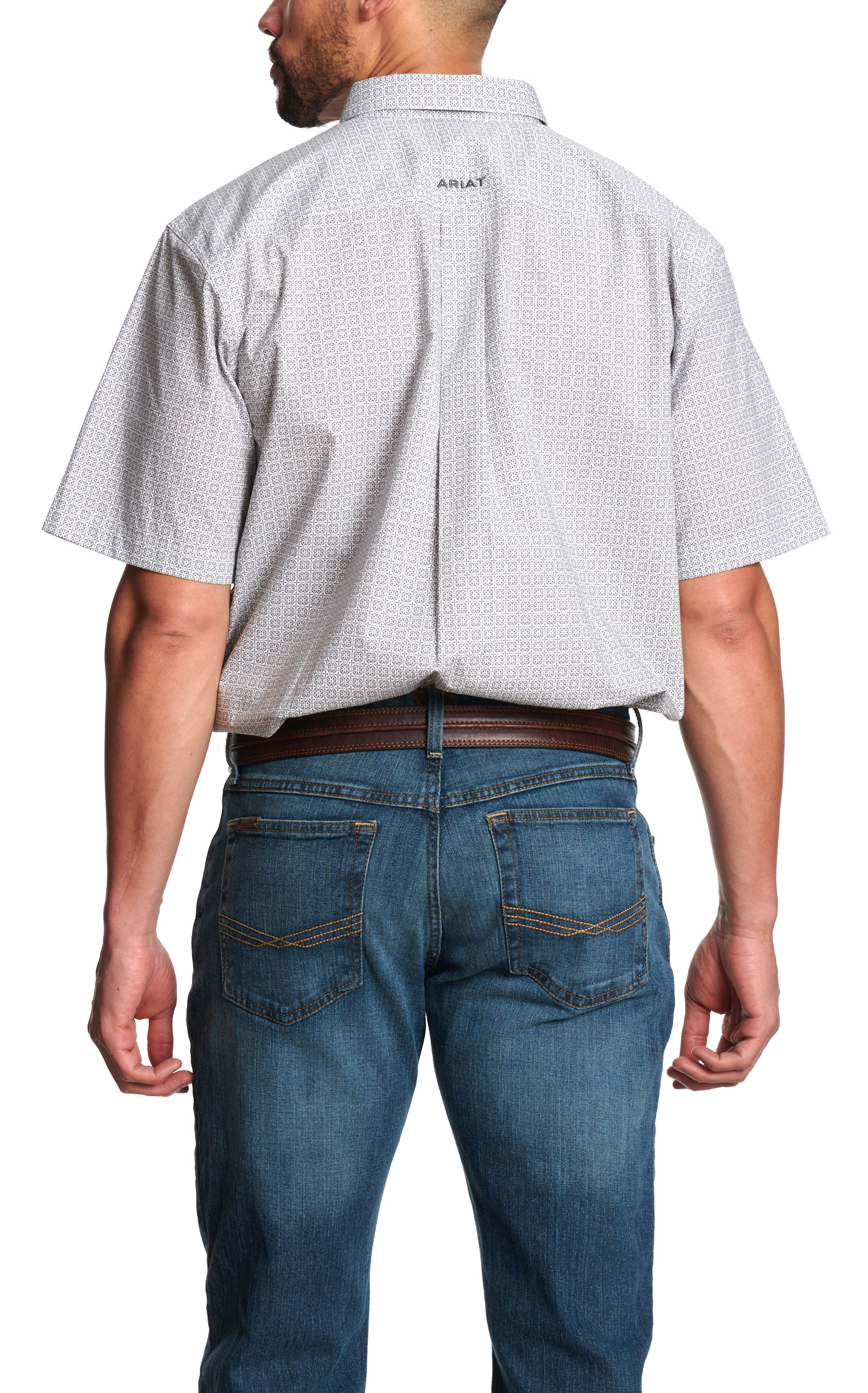 Ariat Men's Pale Gray & White Geo Western Shirt  - Image 1